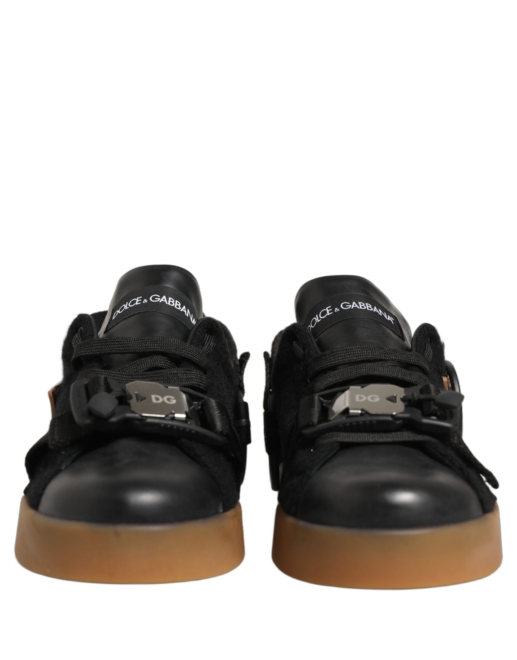 Dolce & Gabbana Black Leather Low Trainers Men Sneakers Shoes | Regal Royce