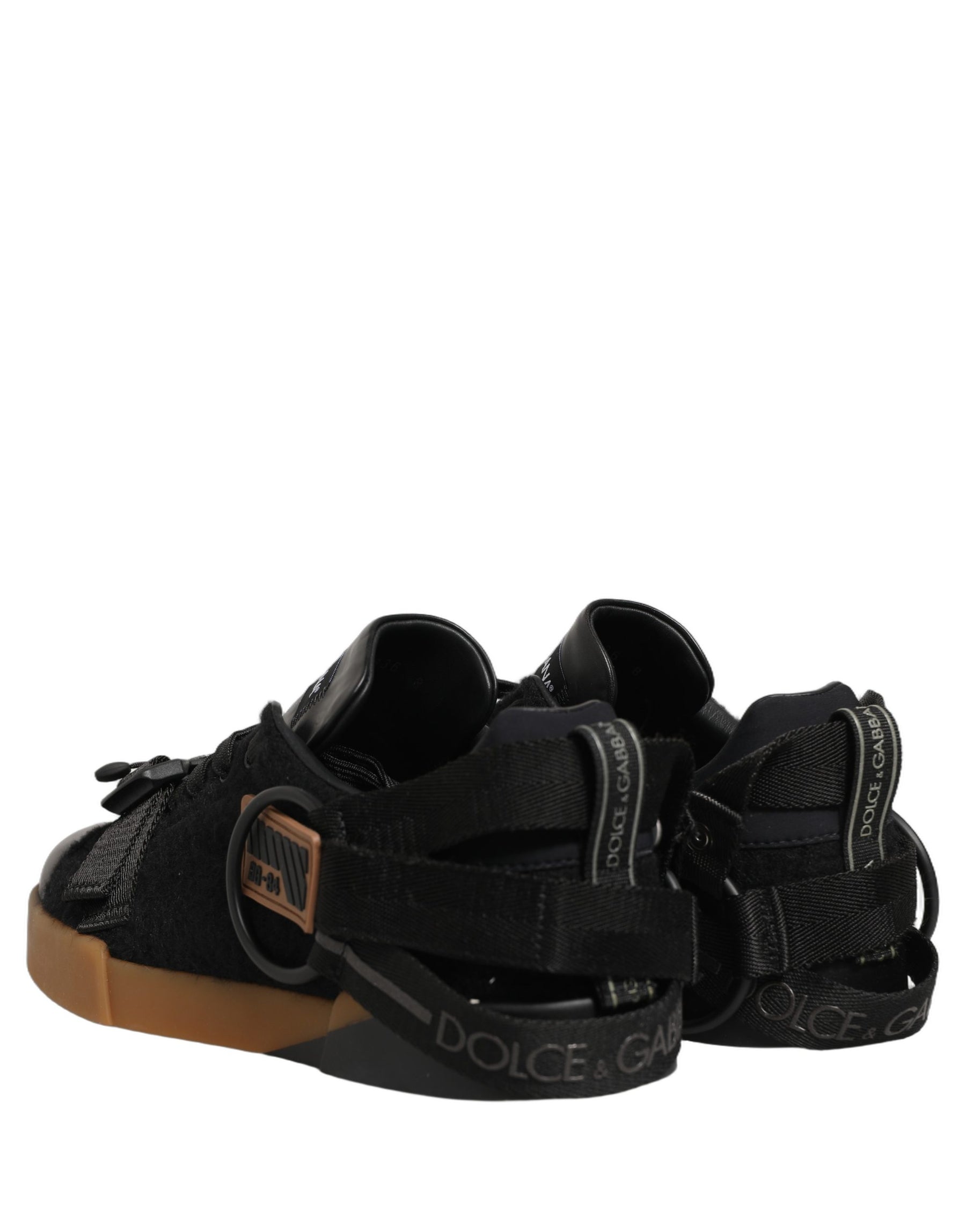 Dolce & Gabbana Black Leather Low Trainers Men Sneakers Shoes | Regal Royce