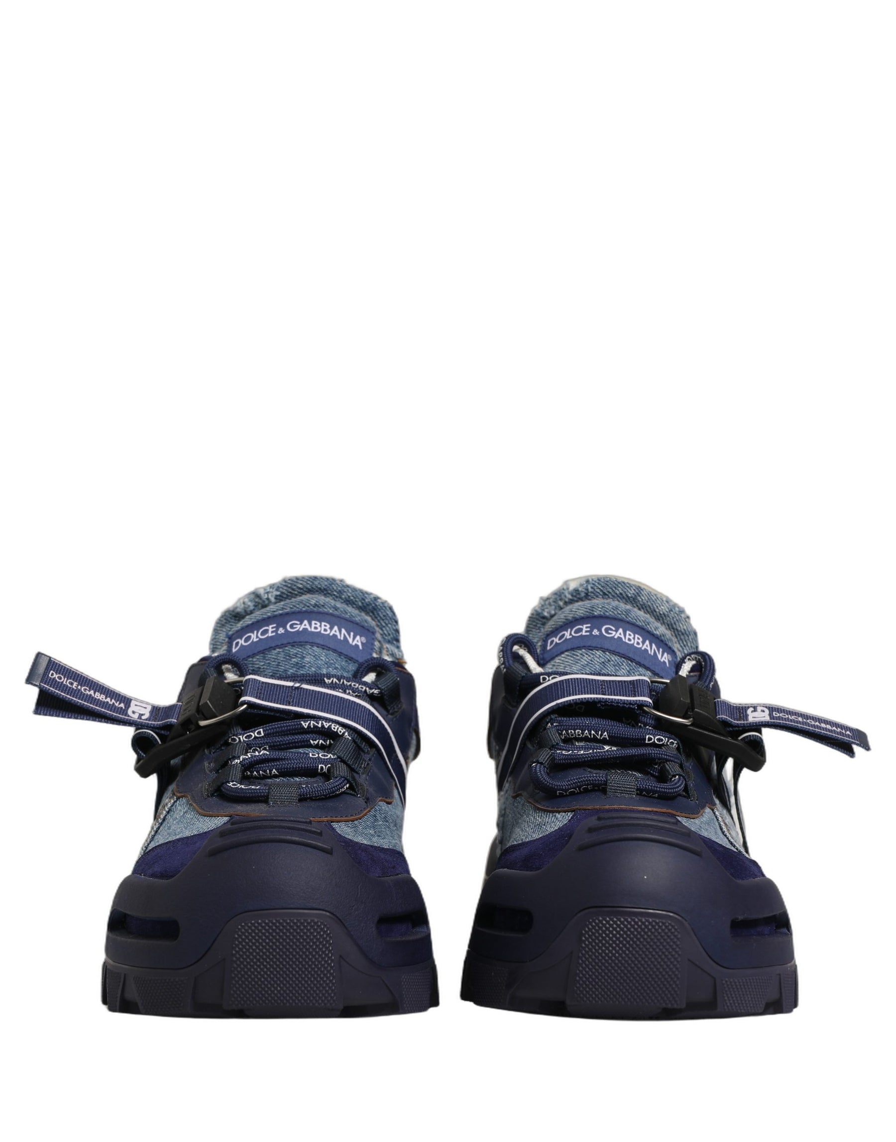 Dolce & Gabbana Blue Airmaster Panelled Low Top Denim Sneakers Shoes | Regal Royce