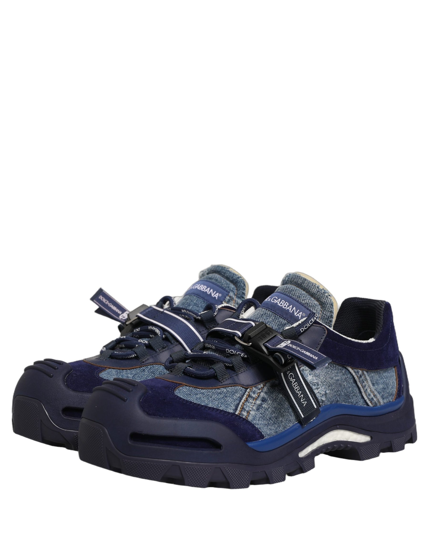 Dolce & Gabbana Blue Airmaster Panelled Low Top Denim Sneakers Shoes | Regal Royce