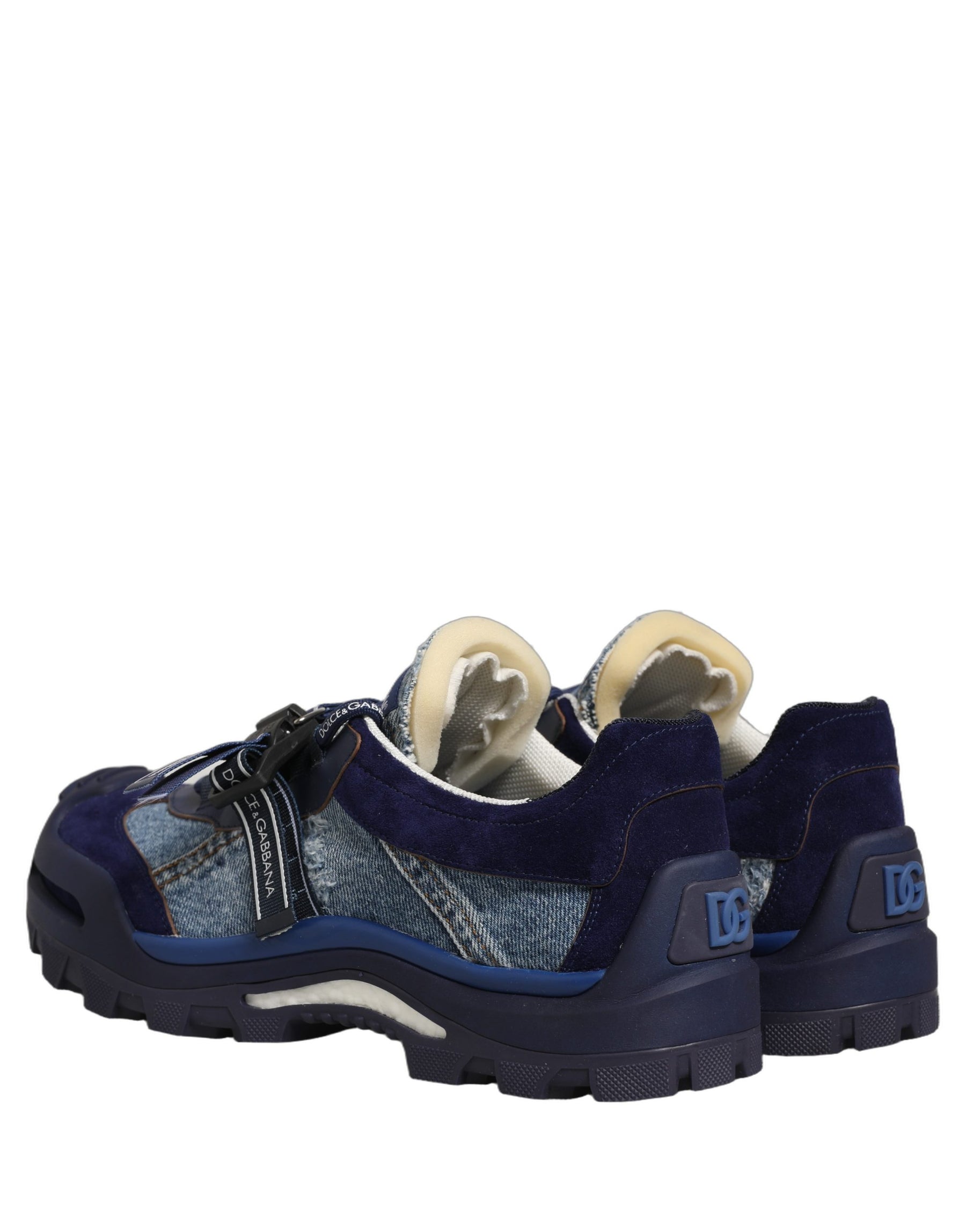 Dolce & Gabbana Blue Airmaster Panelled Low Top Denim Sneakers Shoes | Regal Royce