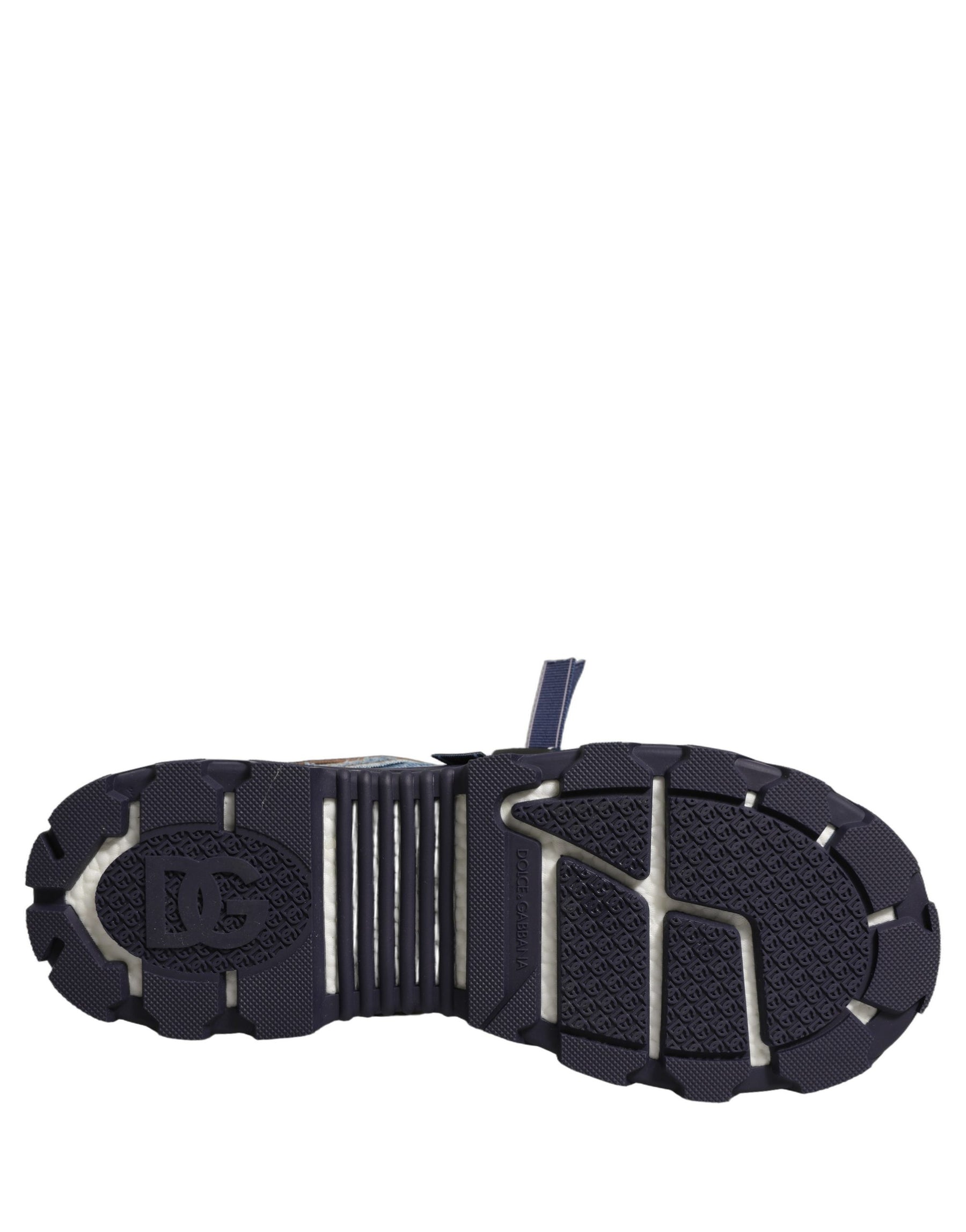 Dolce & Gabbana Blue Airmaster Panelled Low Top Denim Sneakers Shoes | Regal Royce