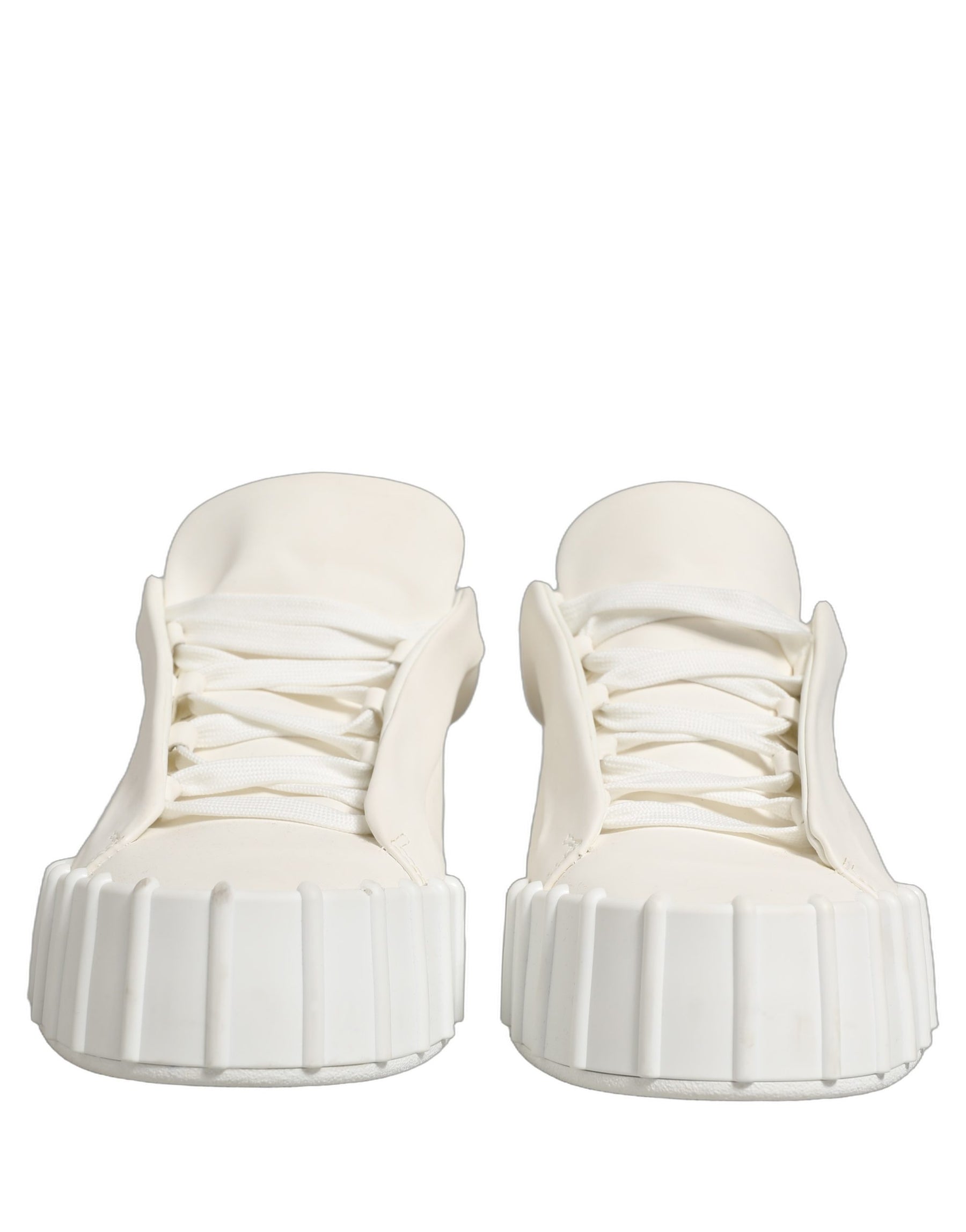 Dolce & Gabbana White Leather Low Top Lace Up Sneakers Shoes | Regal Royce