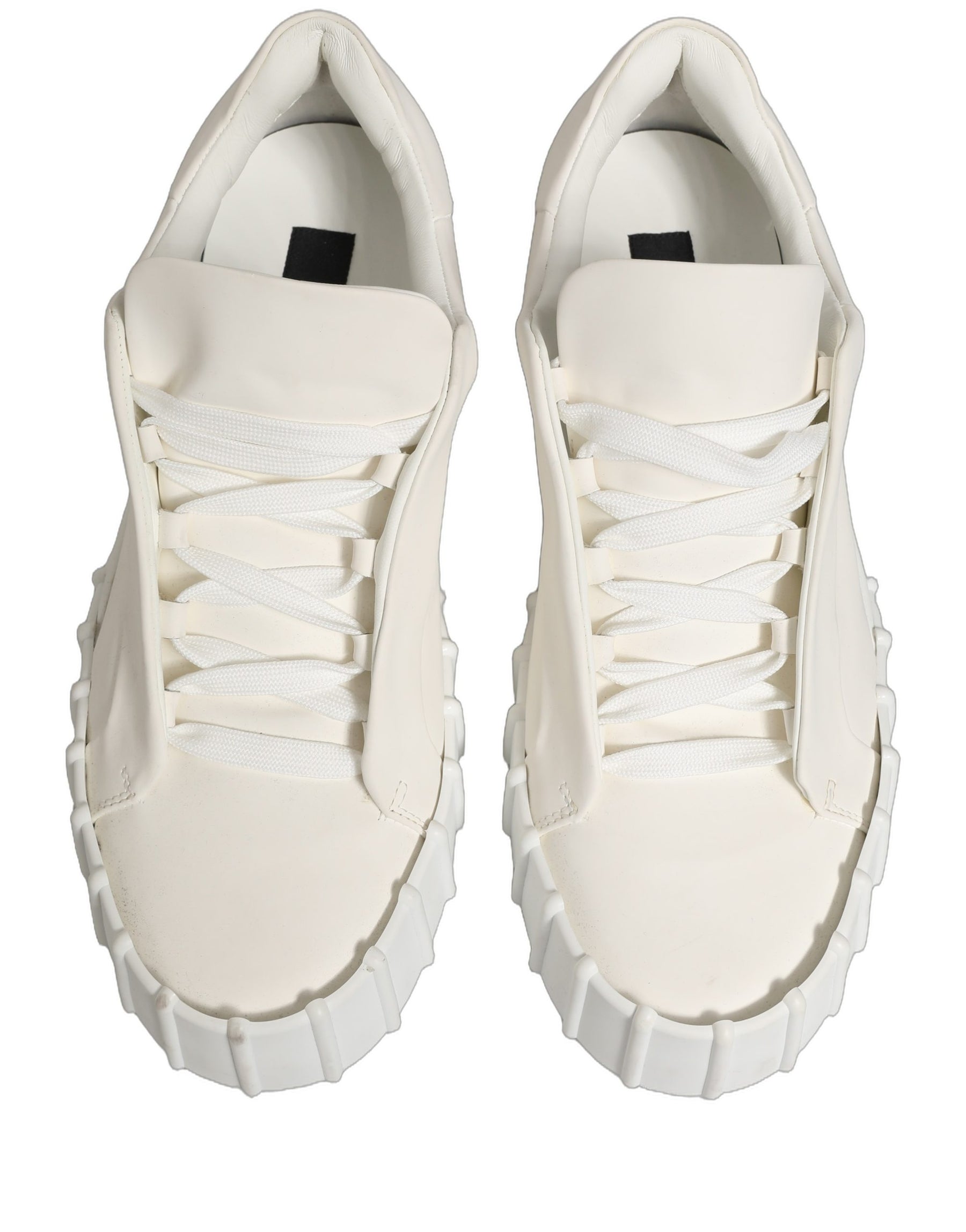 Dolce & Gabbana White Leather Low Top Lace Up Sneakers Shoes | Regal Royce