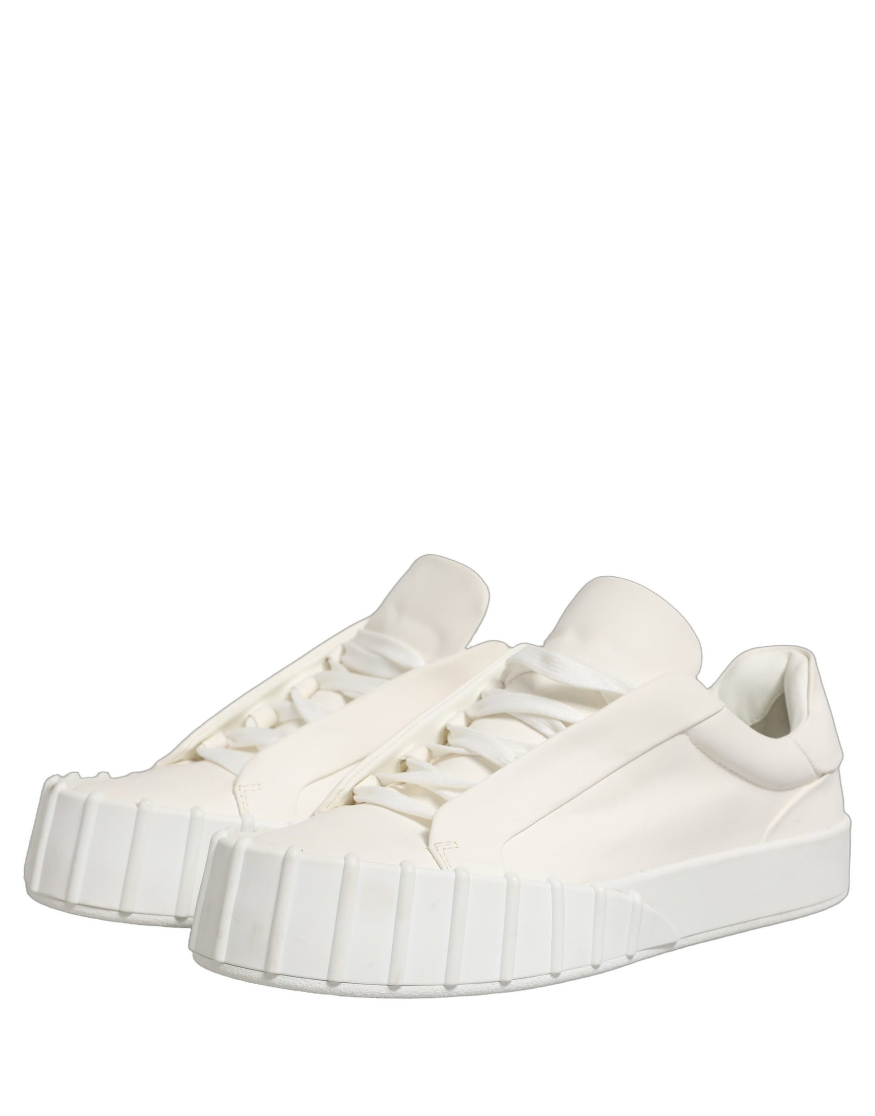 Dolce & Gabbana White Leather Low Top Lace Up Sneakers Shoes | Regal Royce