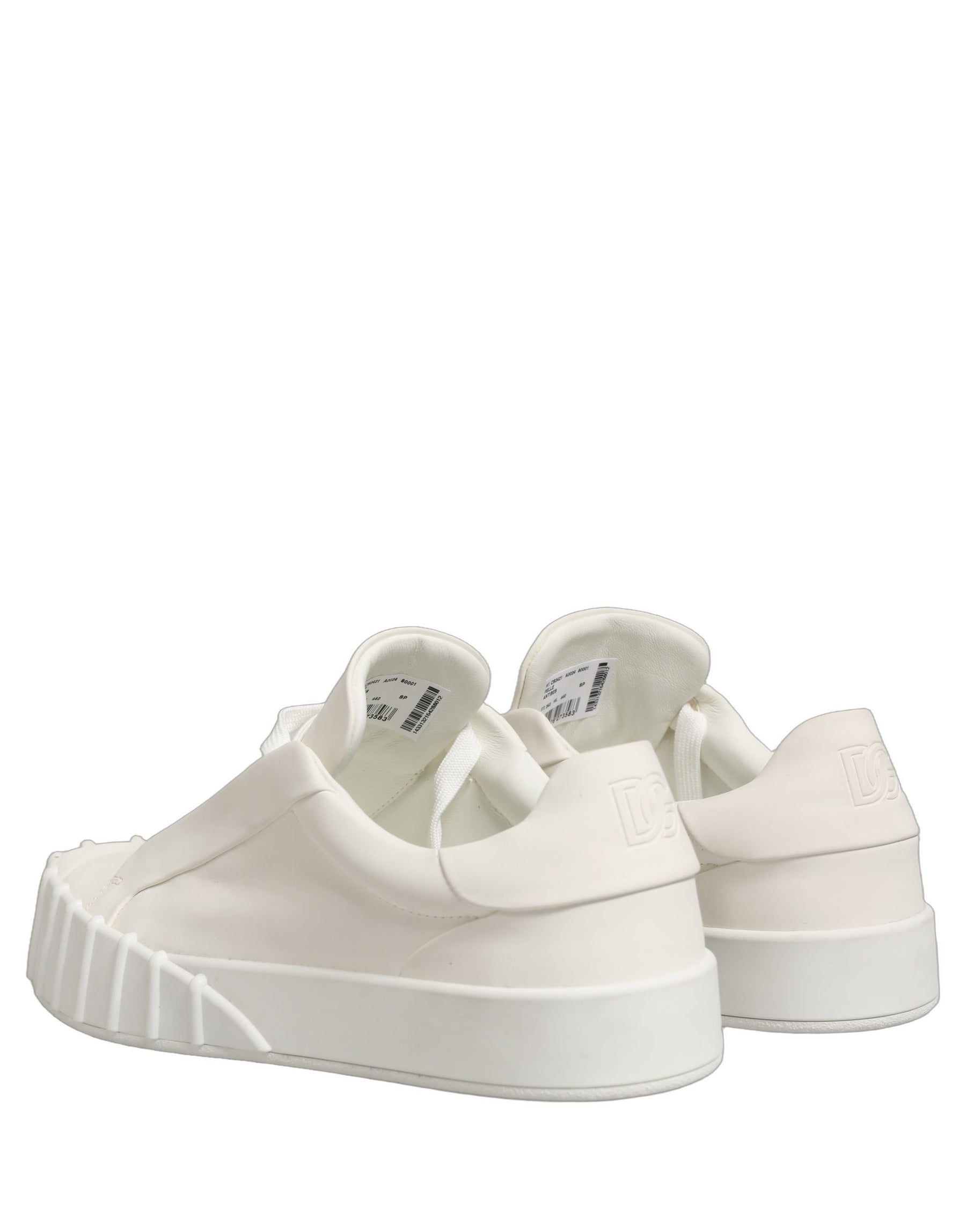 Dolce & Gabbana White Leather Low Top Lace Up Sneakers Shoes | Regal Royce