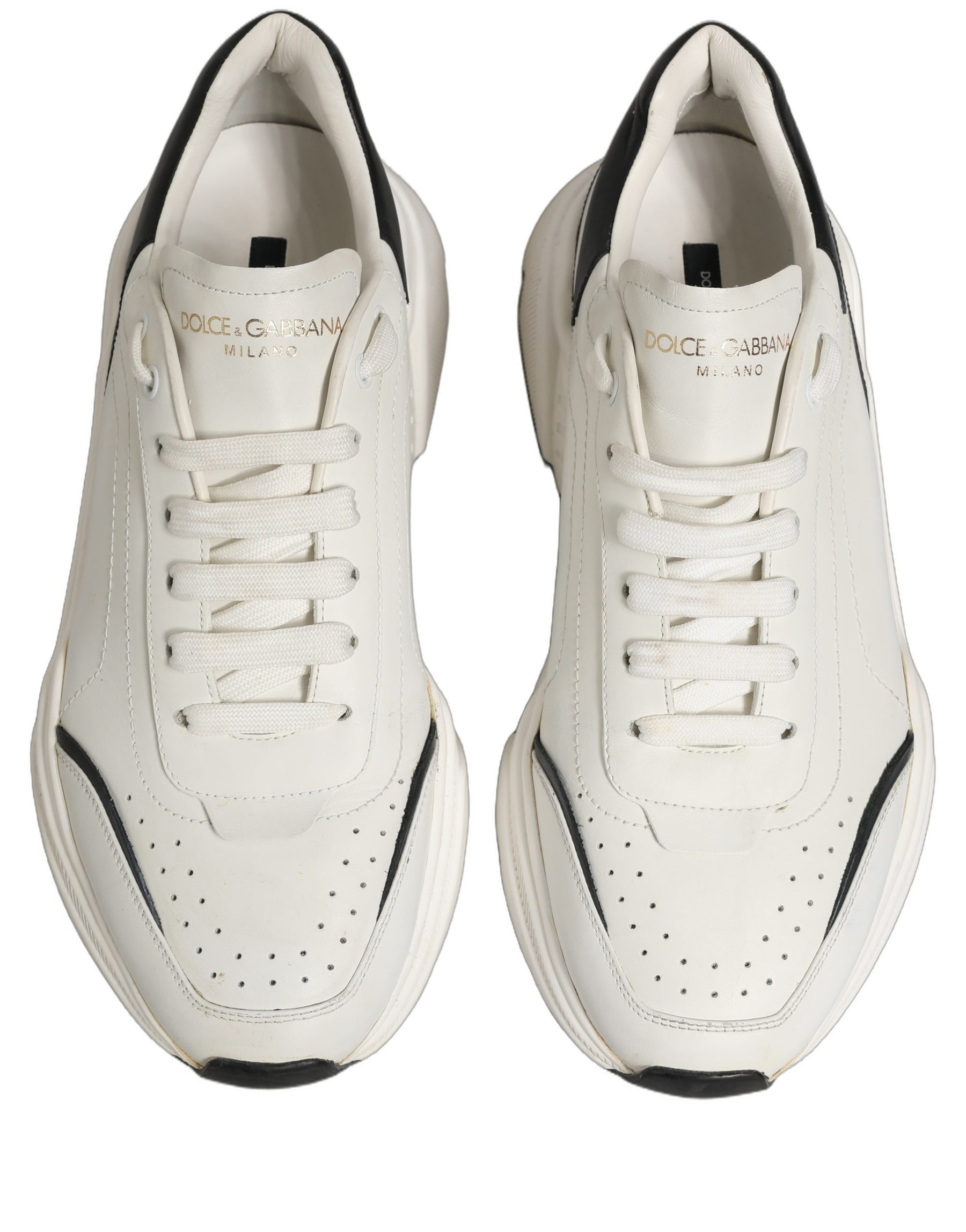 Dolce & Gabbana White Black Daymaster Low Top Sneakers Shoes | Regal Royce