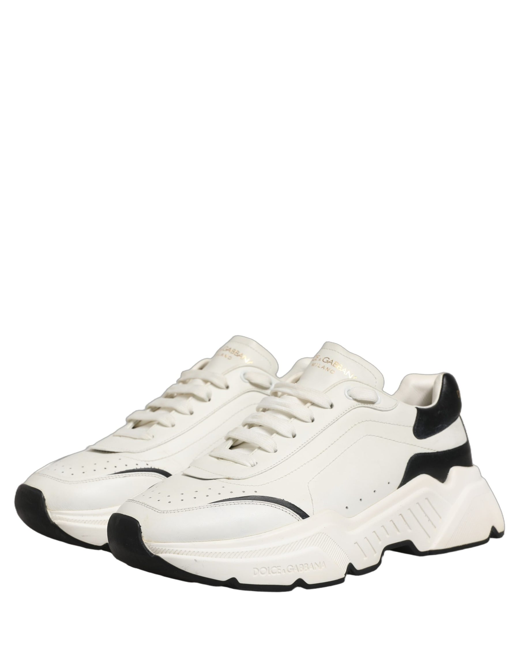 Dolce & Gabbana White Black Daymaster Low Top Sneakers Shoes | Regal Royce