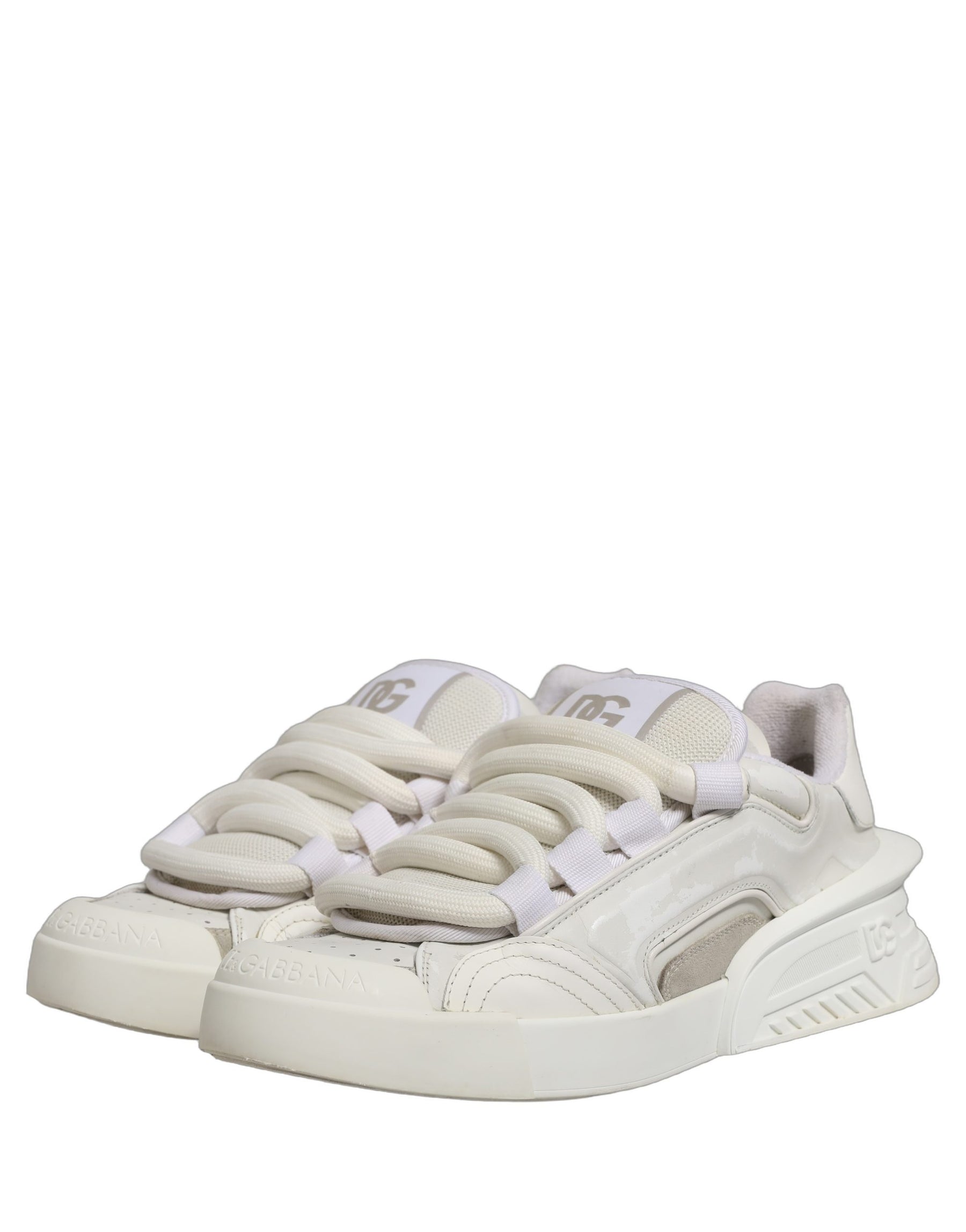 Dolce & Gabbana White Leather Portofino Space Sneakers Shoes | Regal Royce