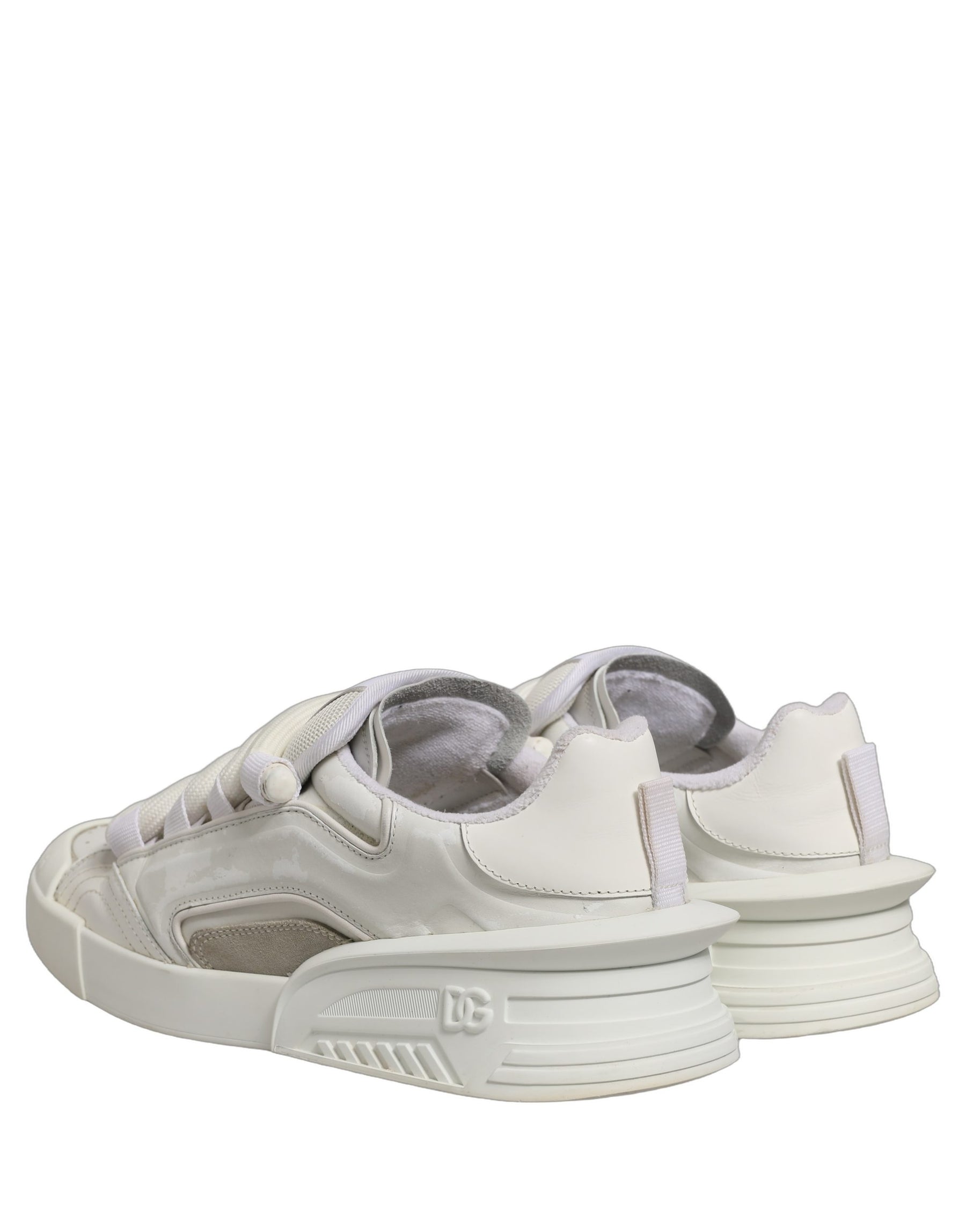 Dolce & Gabbana White Leather Portofino Space Sneakers Shoes | Regal Royce