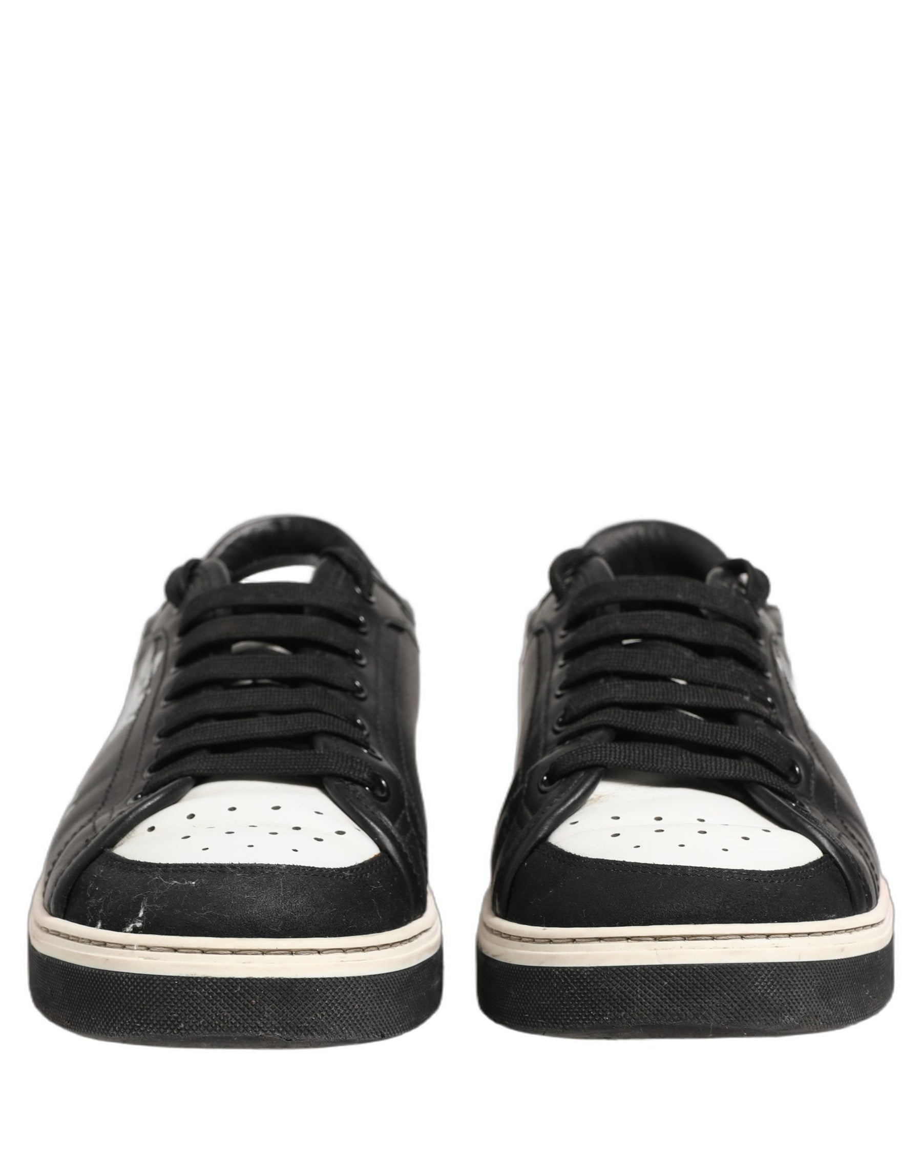 Dolce & Gabbana Black Leather Crown Milano Men Sneakers Shoes | Regal Royce