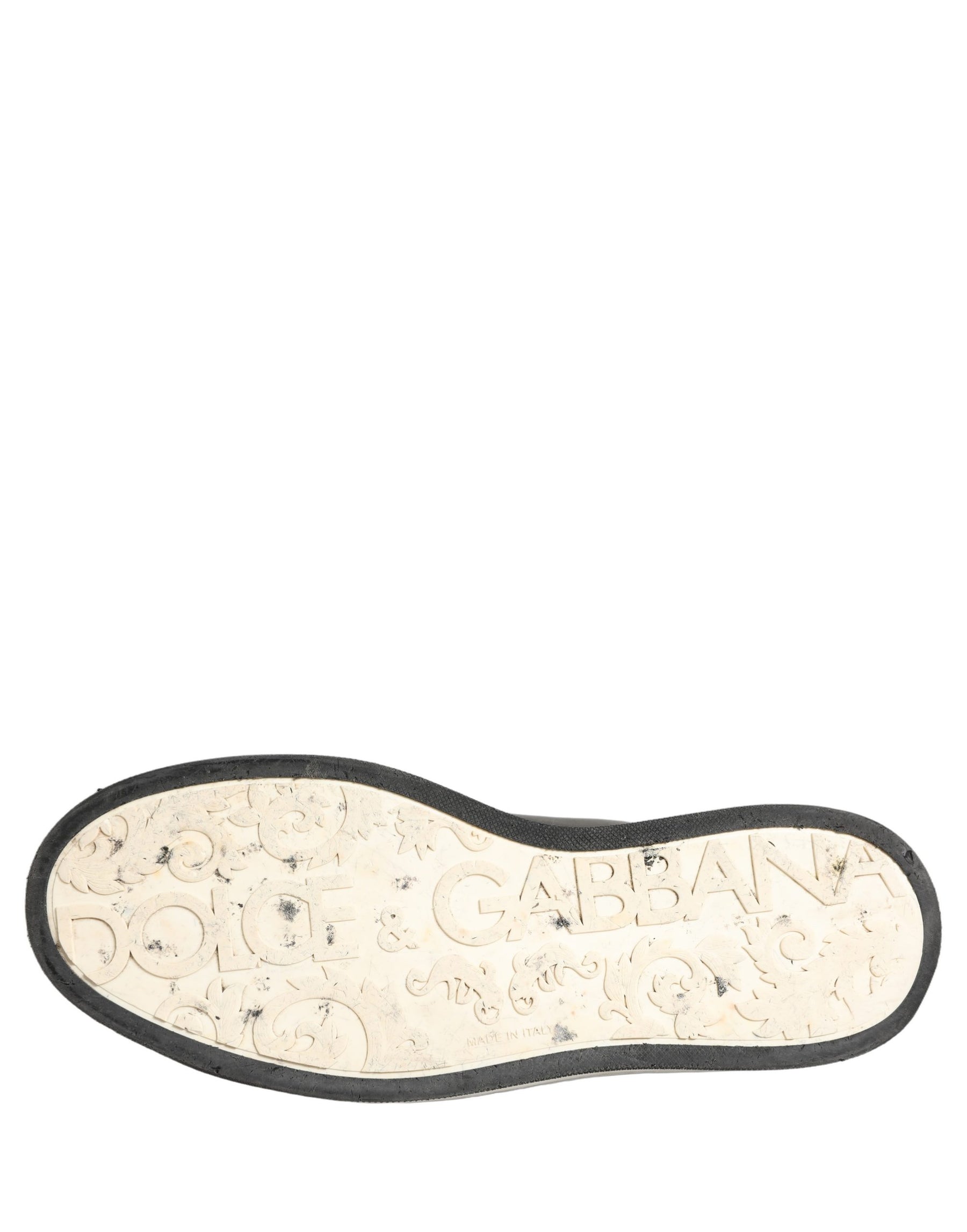 Dolce & Gabbana Black Leather Crown Milano Men Sneakers Shoes | Regal Royce