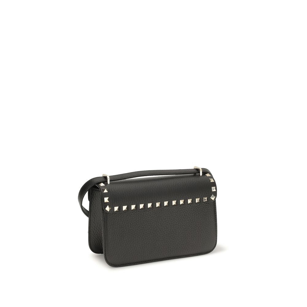 Valentino Garavani Black Calf Leather Bos Taurus Shoulder Bag | Regal Royce