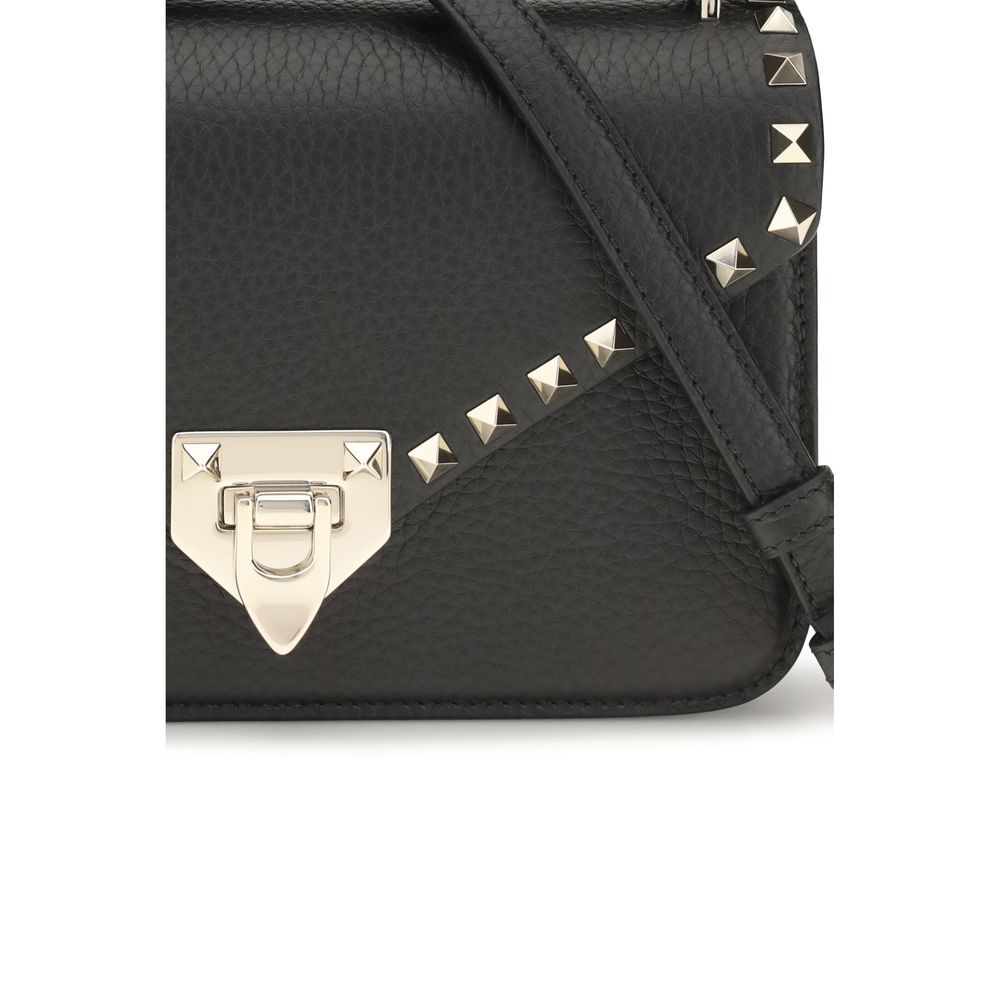Valentino Garavani Black Calf Leather Bos Taurus Shoulder Bag | Regal Royce