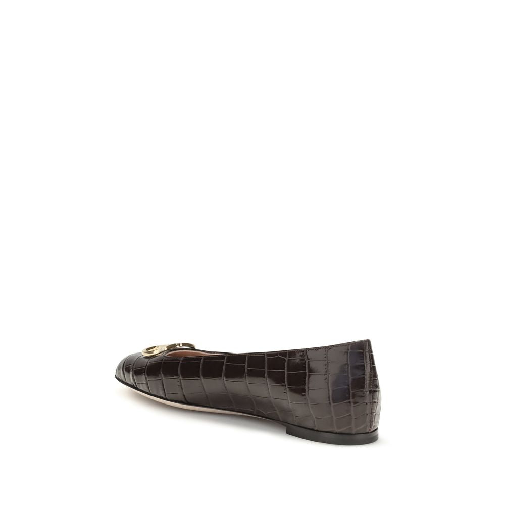 Valentino Garavani Brown Calf Leather Bos Taurus Ballet Flats | Regal Royce