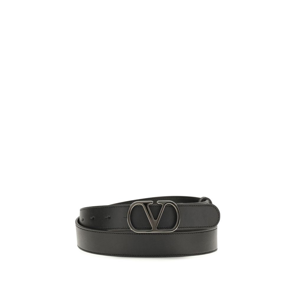 Valentino Garavani Black Calf Leather Bos Taurus Regular Belt | Regal Royce