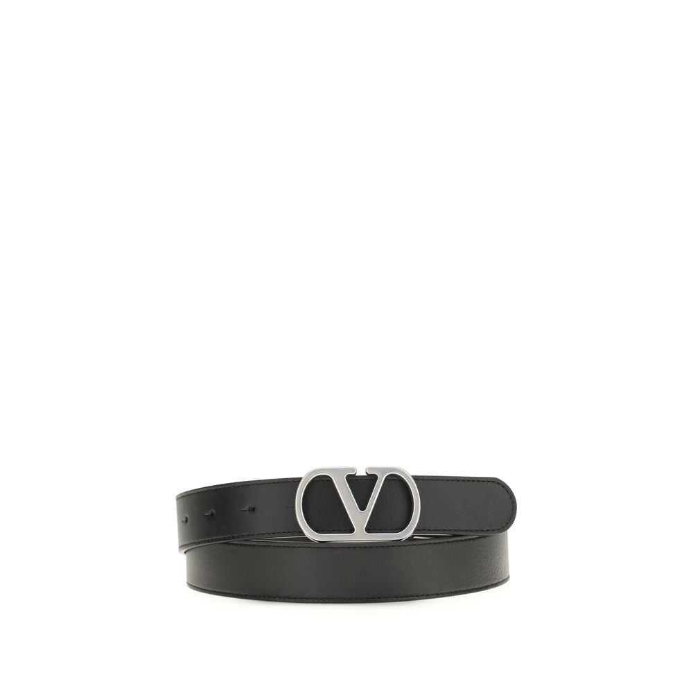 Valentino Garavani Black Calf Leather Bos Taurus Regular Belt | Regal Royce