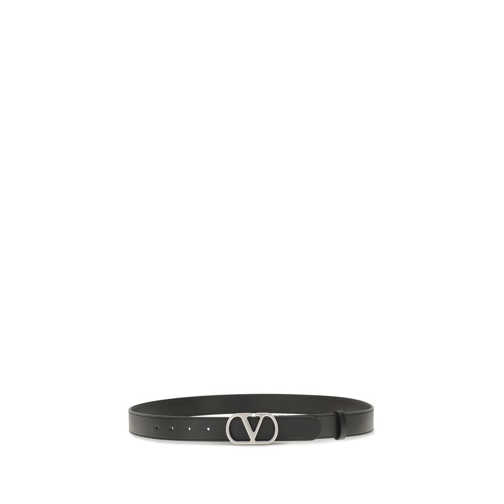 Valentino Garavani Black Calf Leather Bos Taurus Regular Belt | Regal Royce