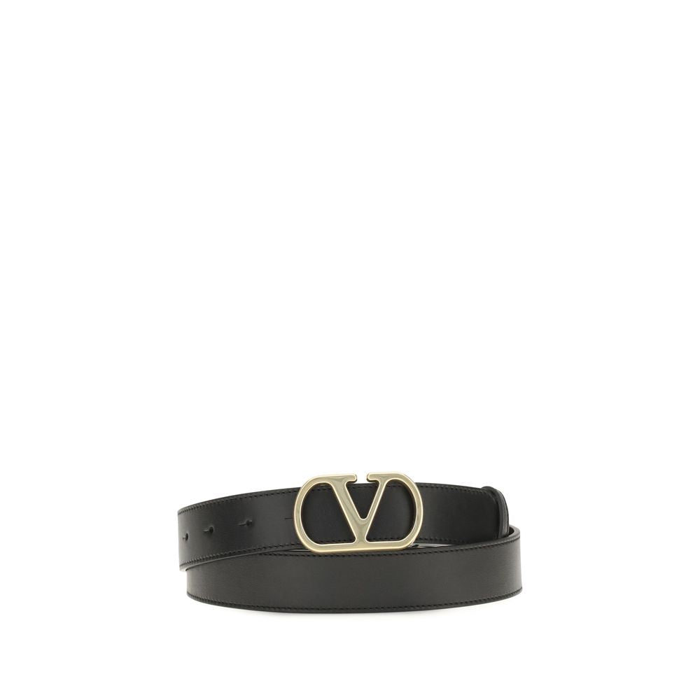 Valentino Garavani Black Calf Leather Bos Taurus Regular Belt | Regal Royce