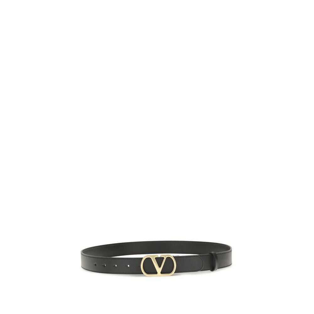 Valentino Garavani Black Calf Leather Bos Taurus Regular Belt | Regal Royce