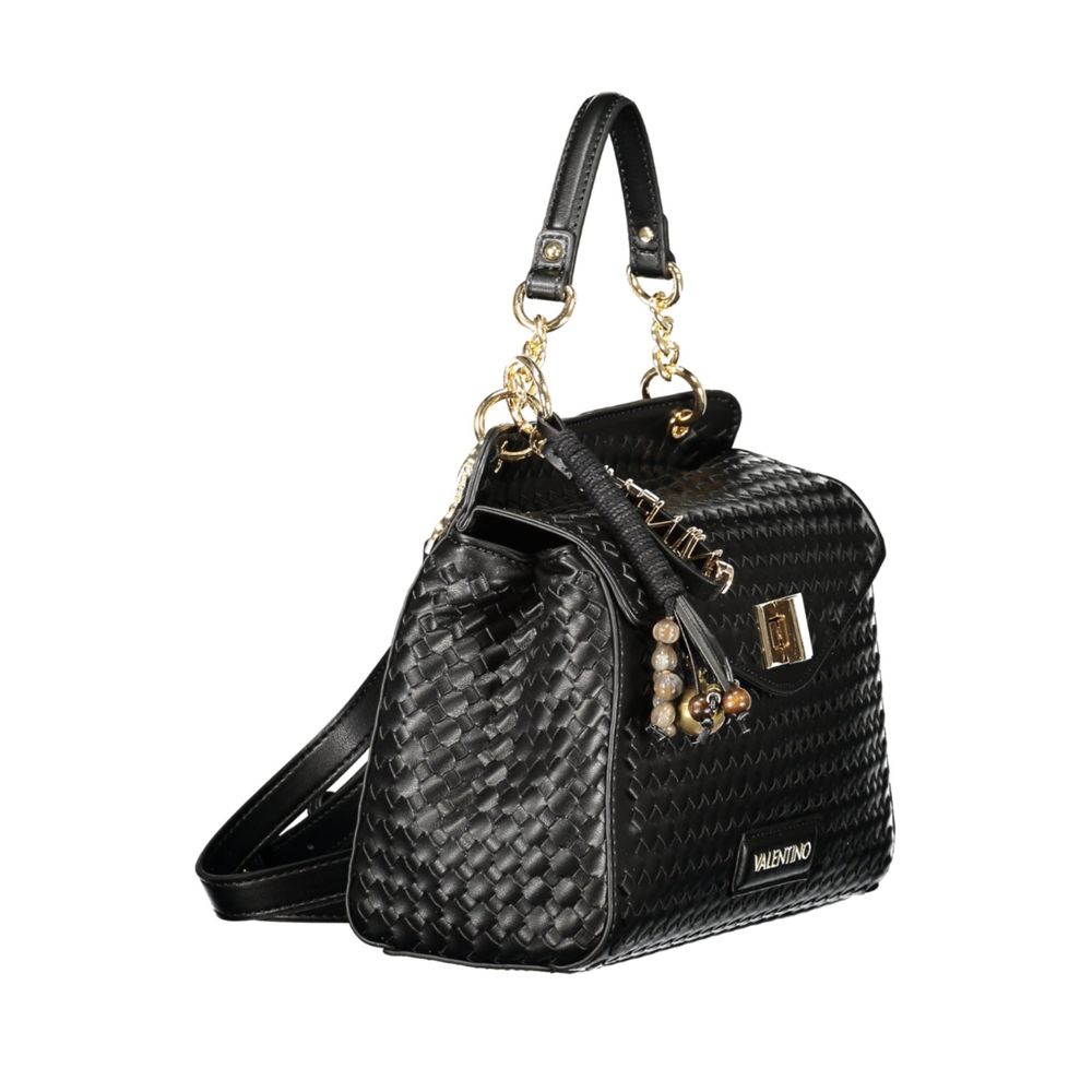Mario Valentino Black Polyurethane Women's Bag with Adjustable Strap | Regal Royce