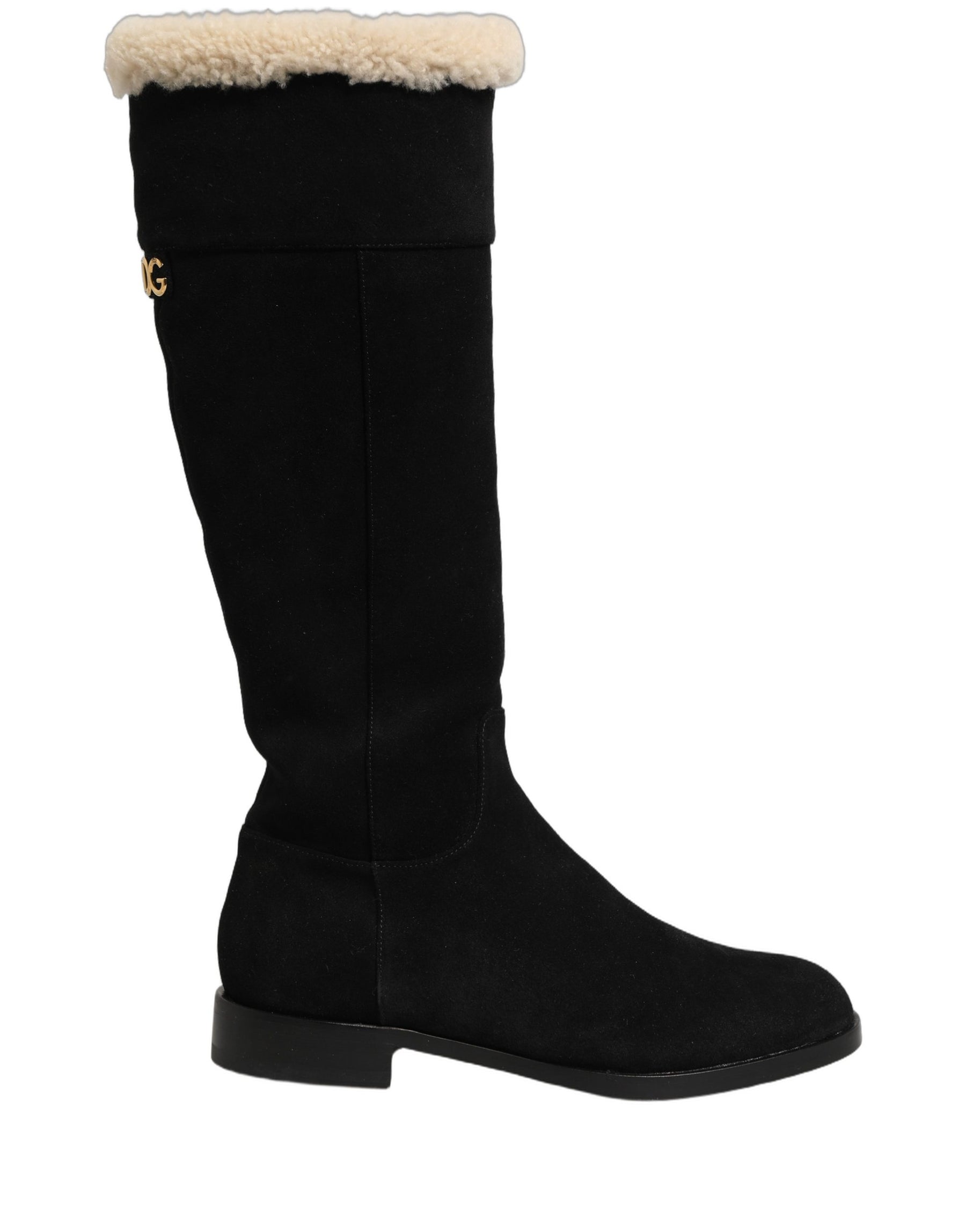Dolce & Gabbana Black Suede Leather Knee High Boots Shoes | Regal Royce