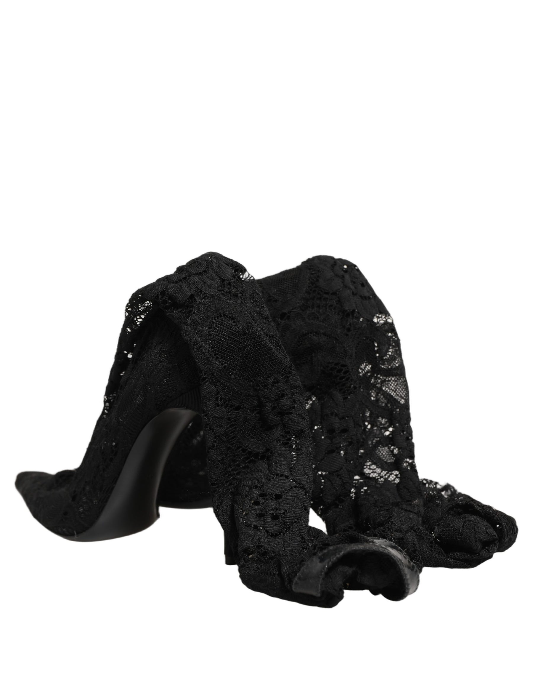 Dolce & Gabbana Black Taormina Lace Socks Boots Pumps Shoes | Regal Royce