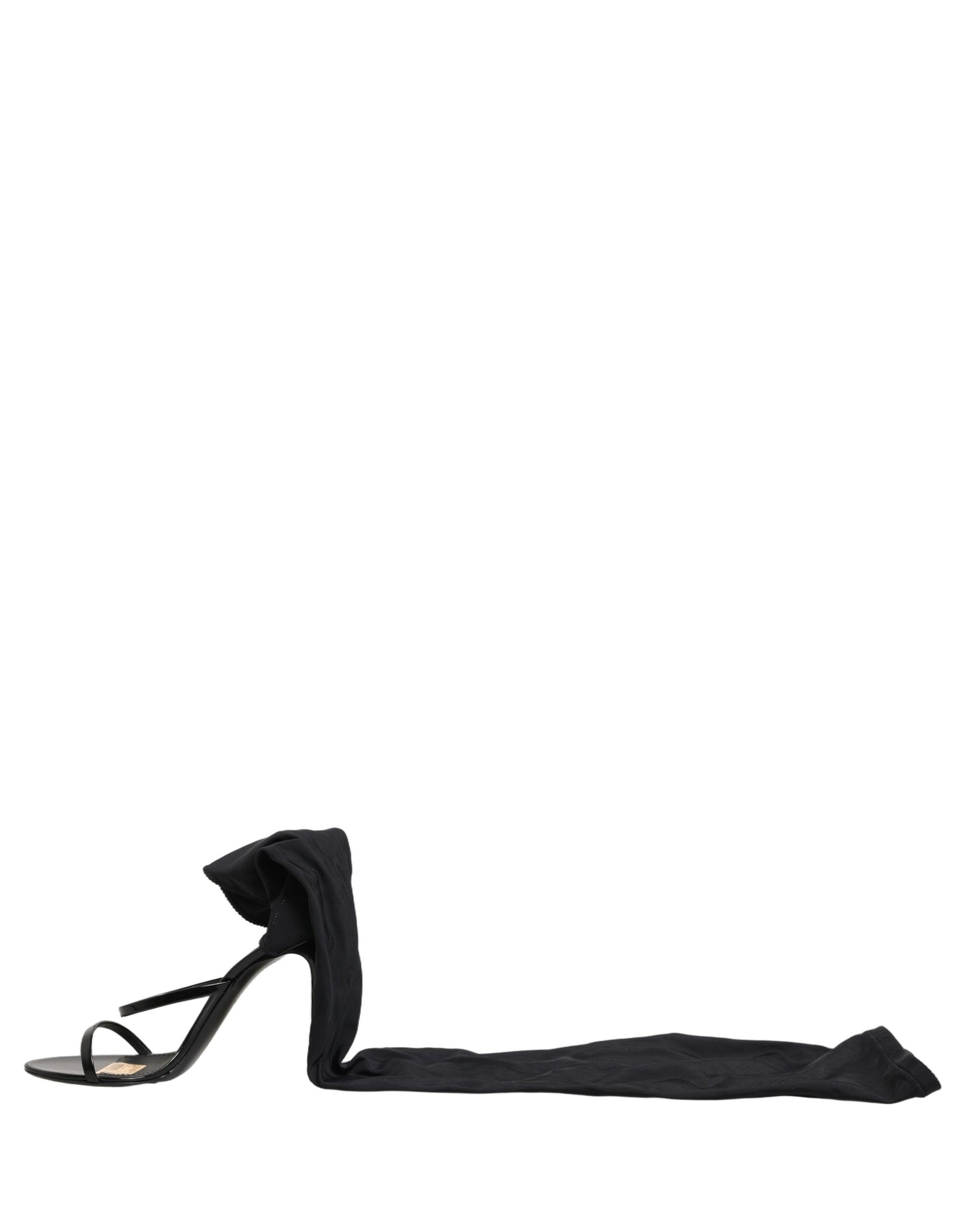Dolce & Gabbana Stiletto Sandals Socks Knee High Boots Black | Regal Royce