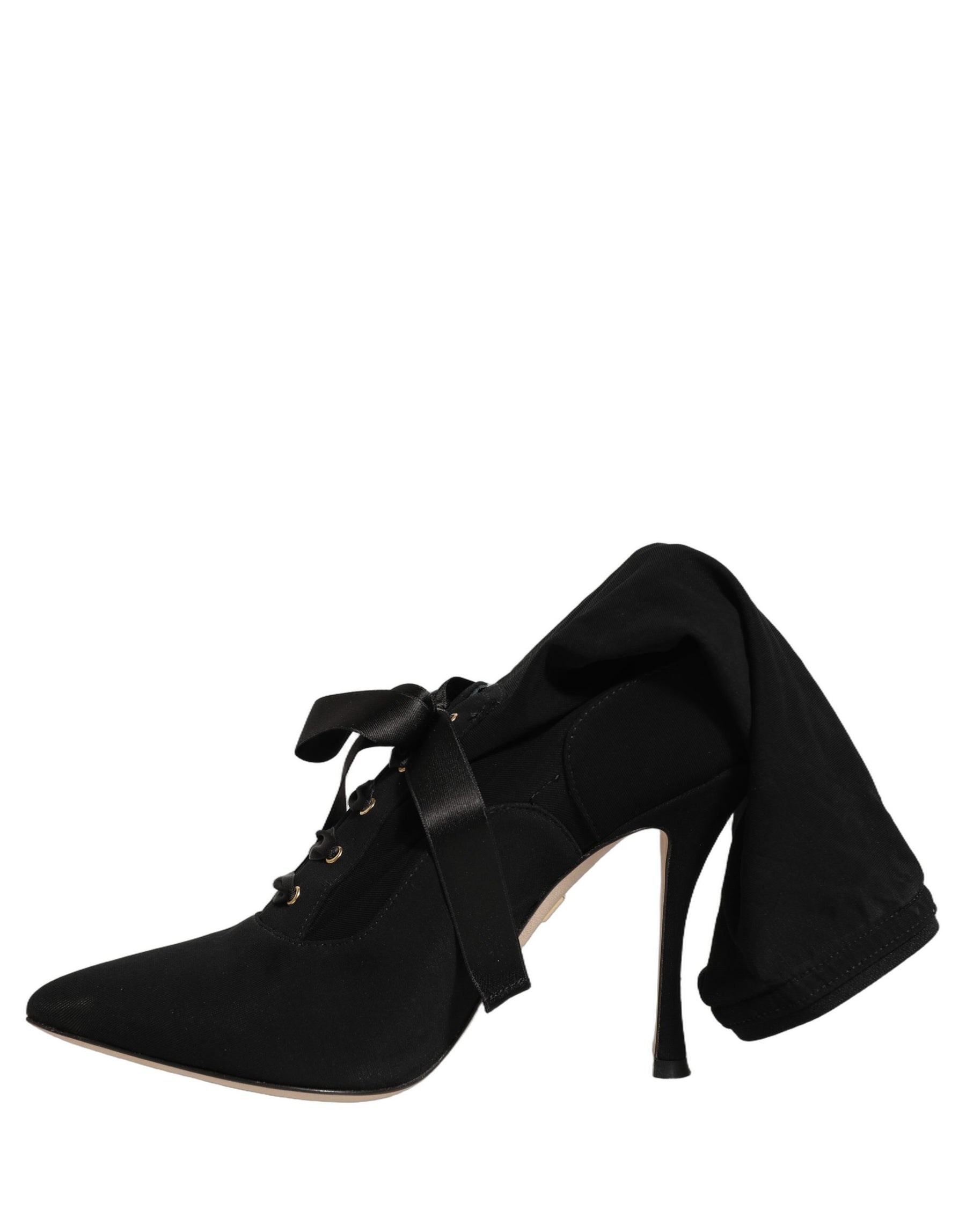 Dolce & Gabbana Black Stiletto Heels Mid Calf Boots Shoes | Regal Royce