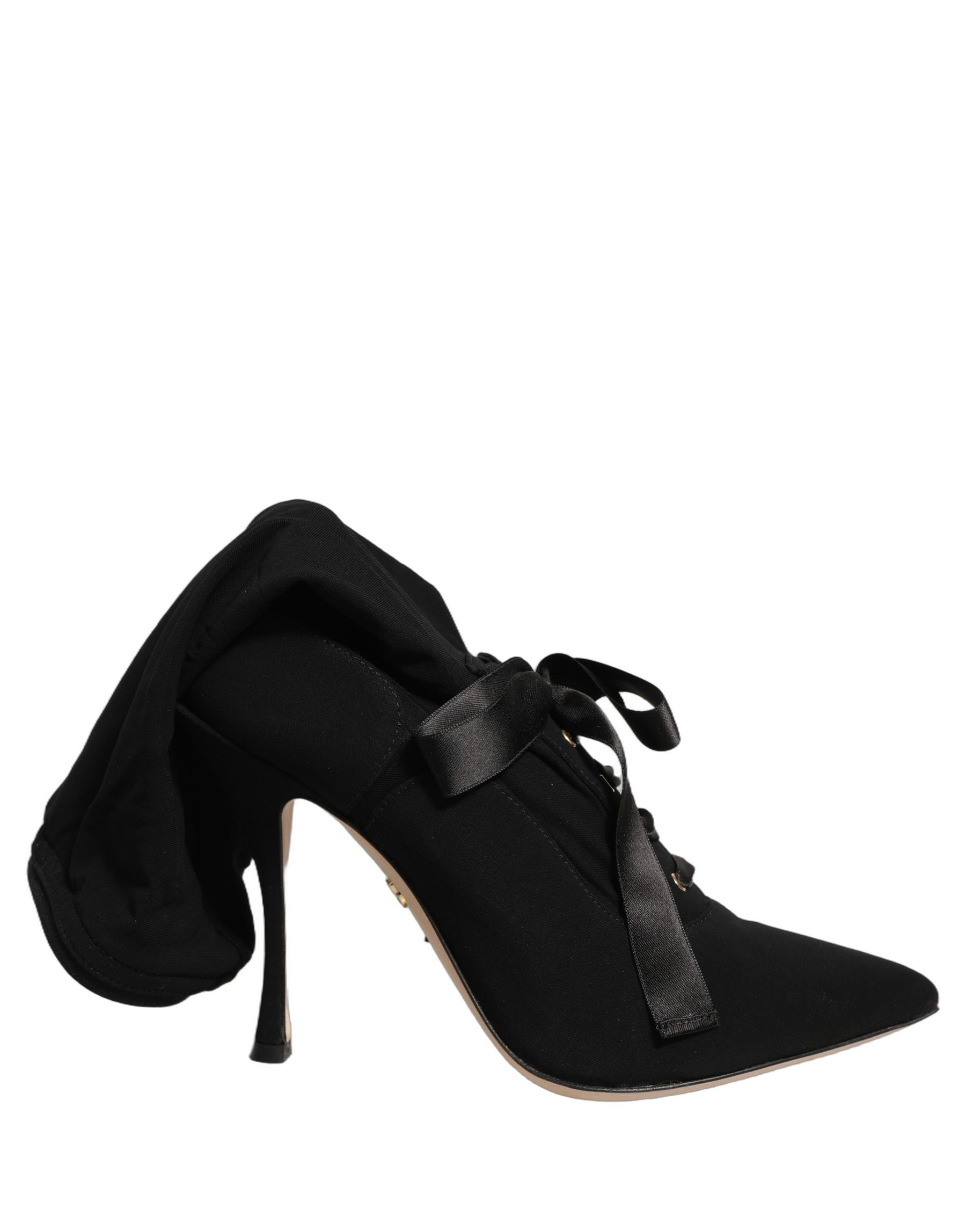 Dolce & Gabbana Black Stiletto Heels Mid Calf Boots Shoes | Regal Royce