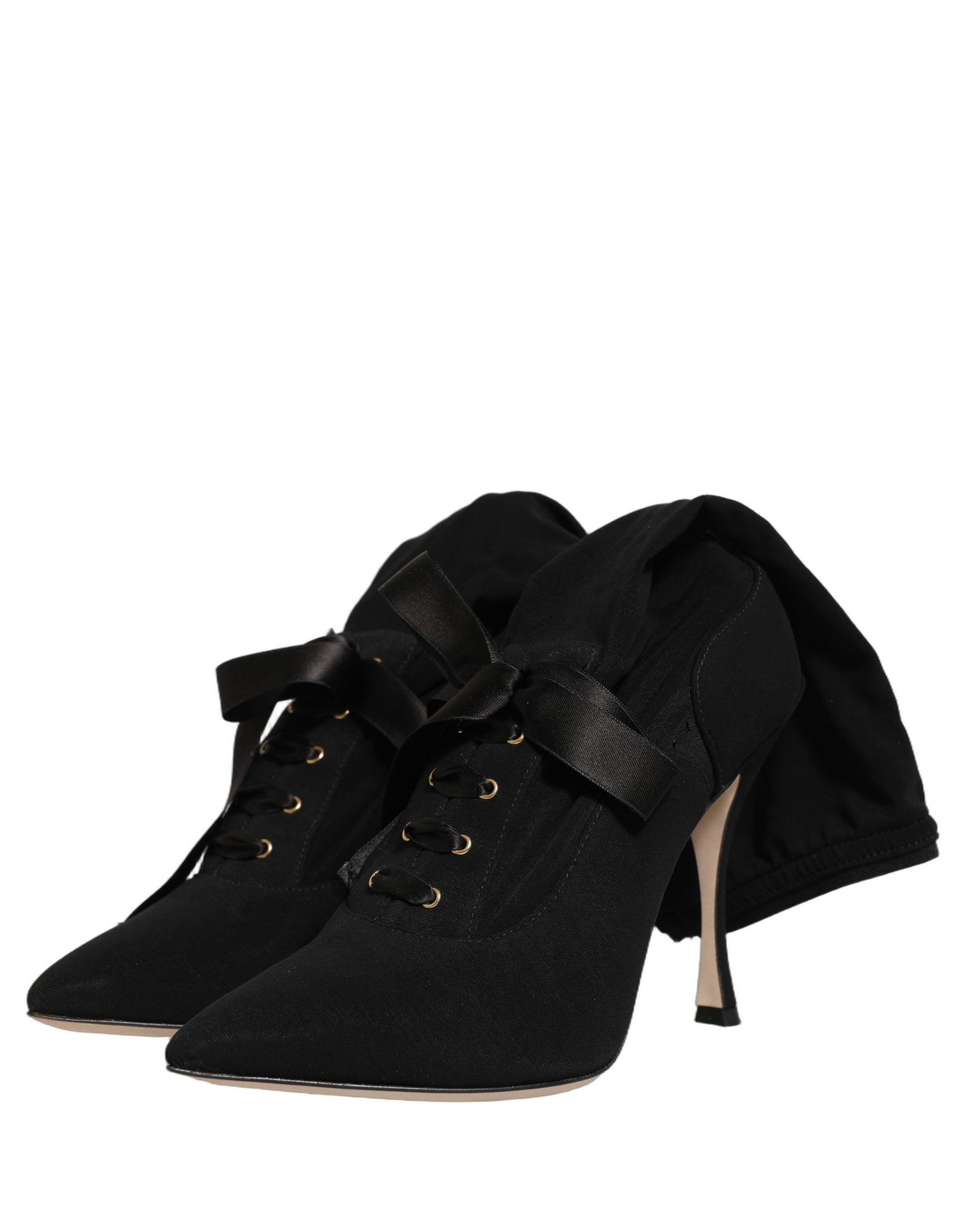 Dolce & Gabbana Black Stiletto Heels Mid Calf Boots Shoes | Regal Royce