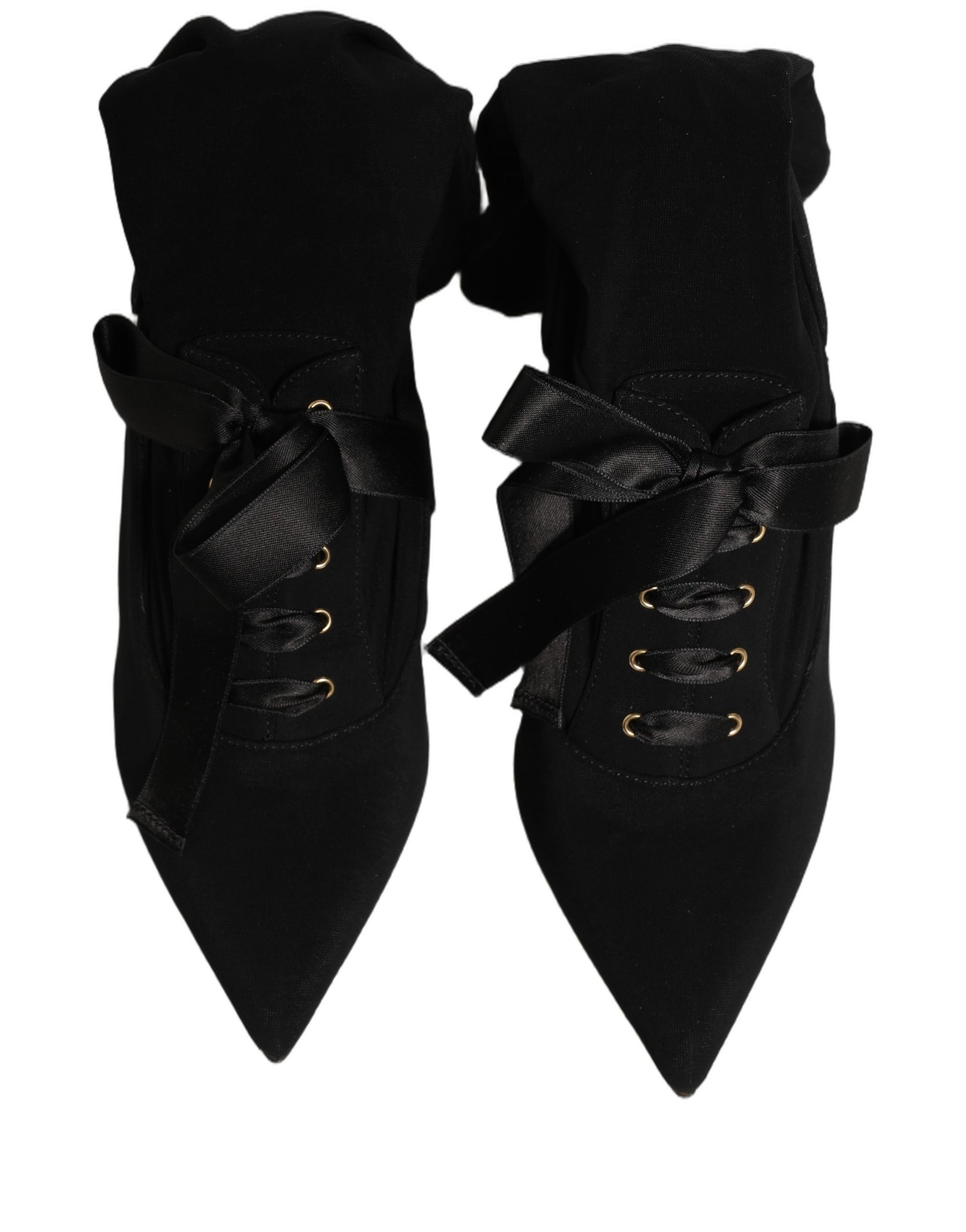 Dolce & Gabbana Black Stiletto Heels Mid Calf Boots Shoes | Regal Royce
