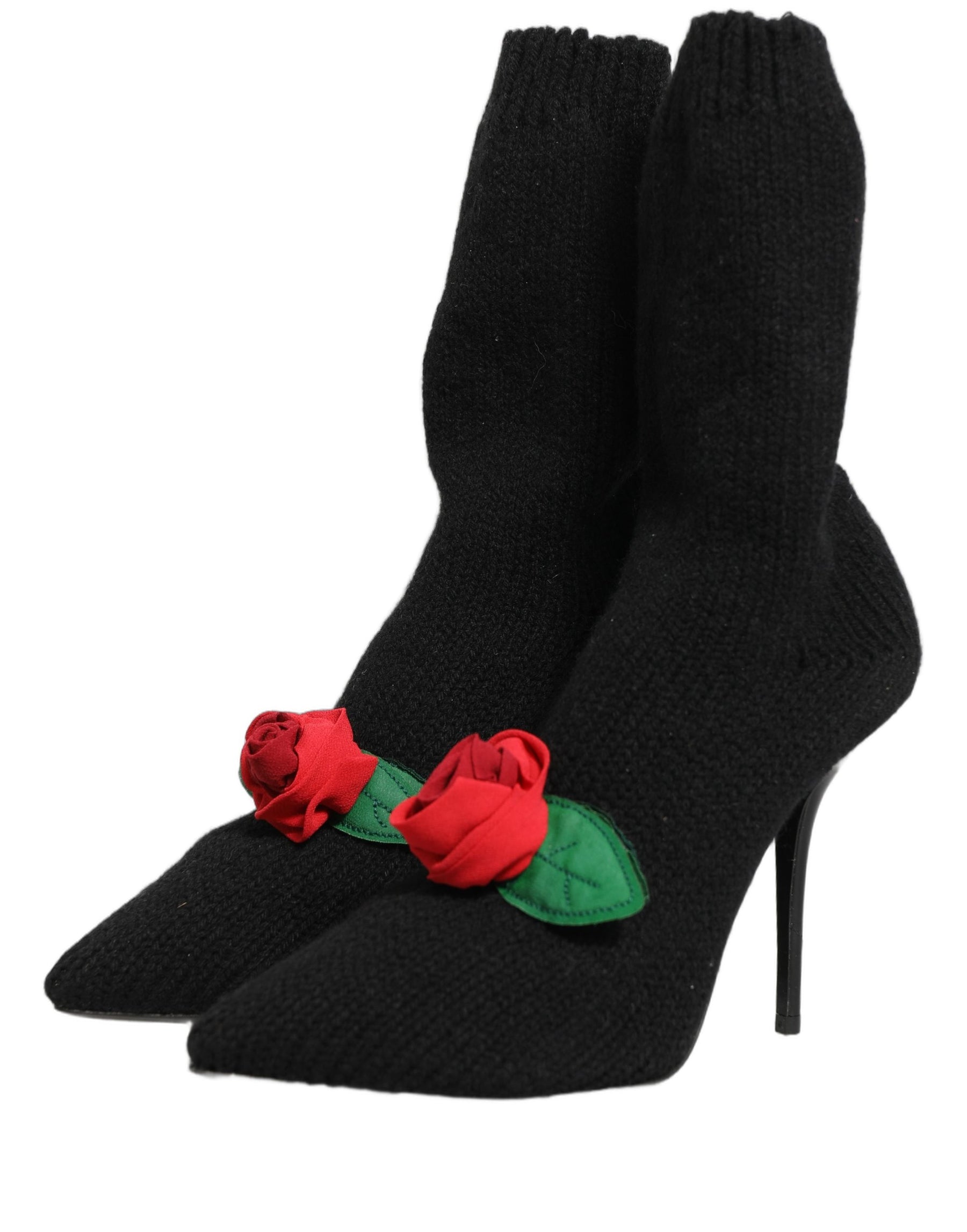 Dolce & Gabbana Black Stiletto Heels Mid Calf Boots Shoes | Regal Royce