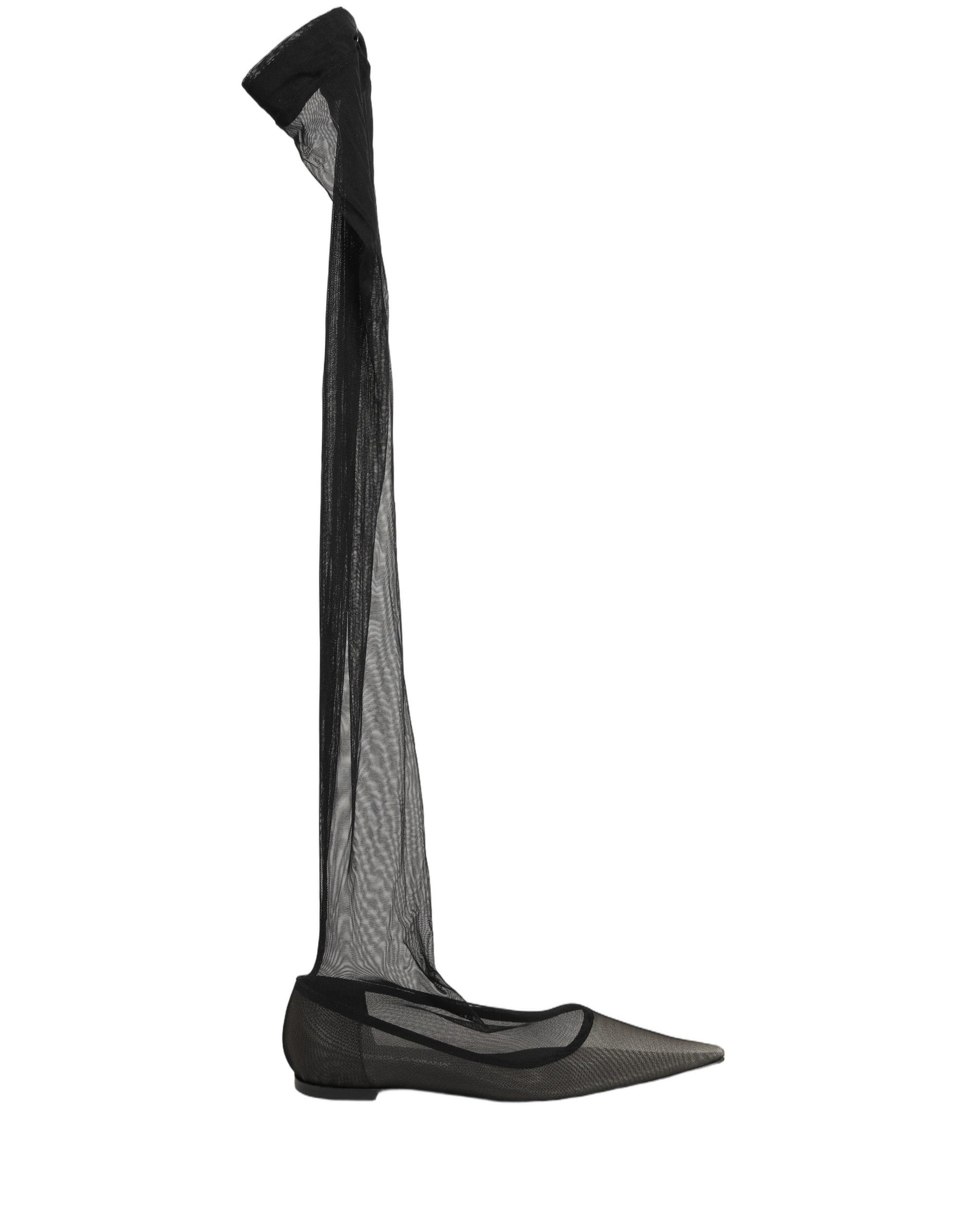 Dolce & Gabbana Black Over The Knee Tulle Flats Boots Shoes | Regal Royce