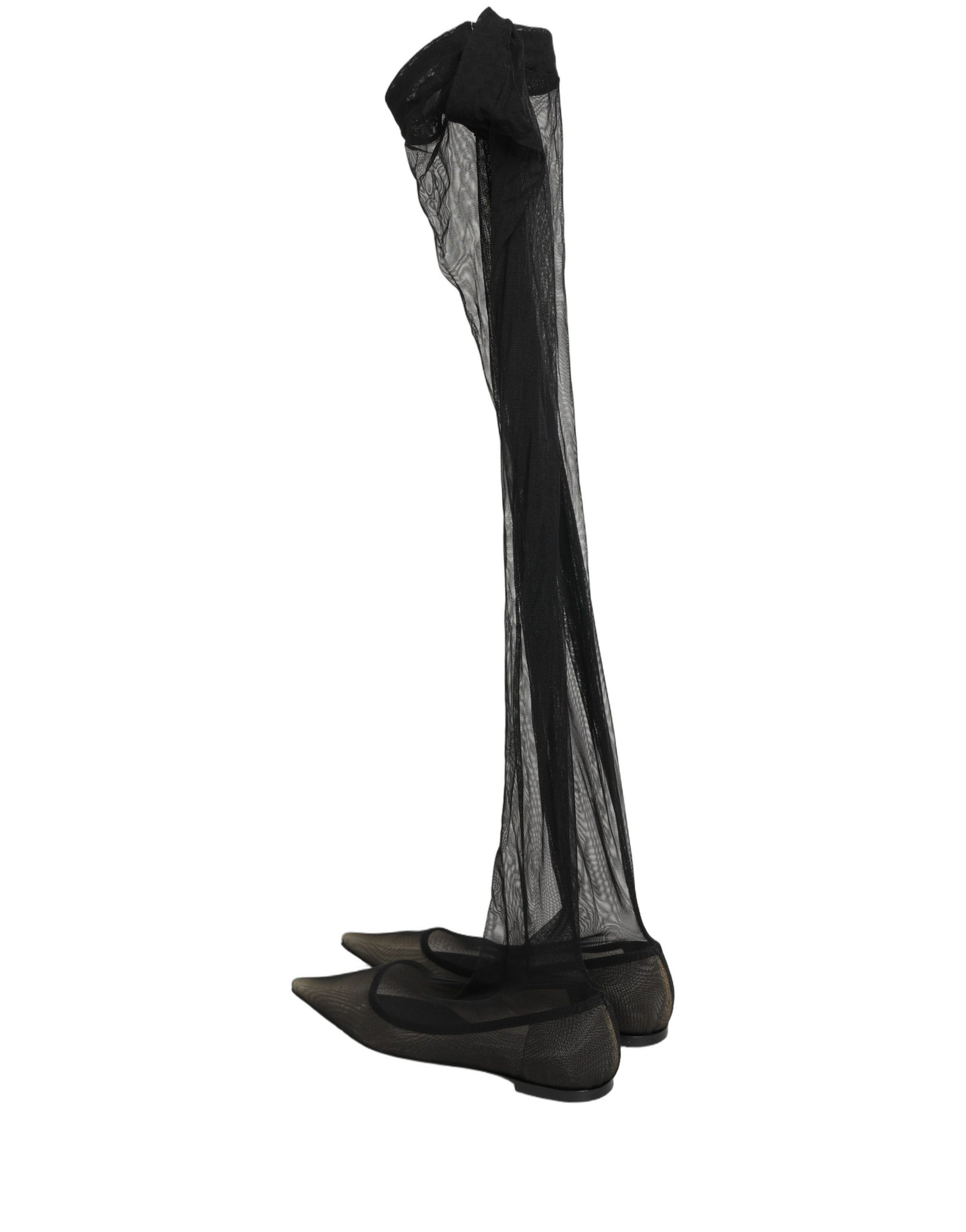 Dolce & Gabbana Black Over The Knee Tulle Flats Boots Shoes | Regal Royce