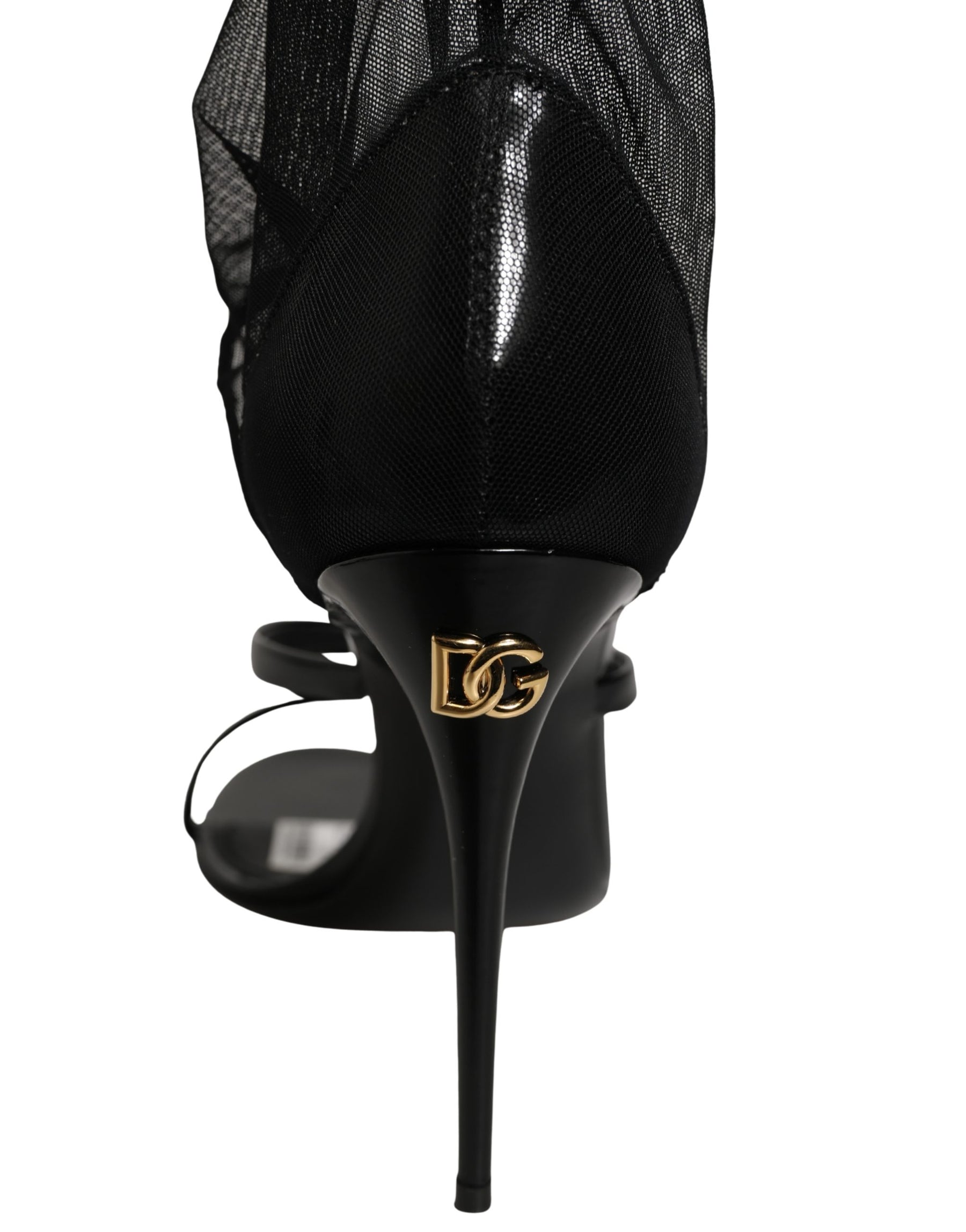 Dolce & Gabbana Stiletto Sandals Socks Knee High Boots Black | Regal Royce