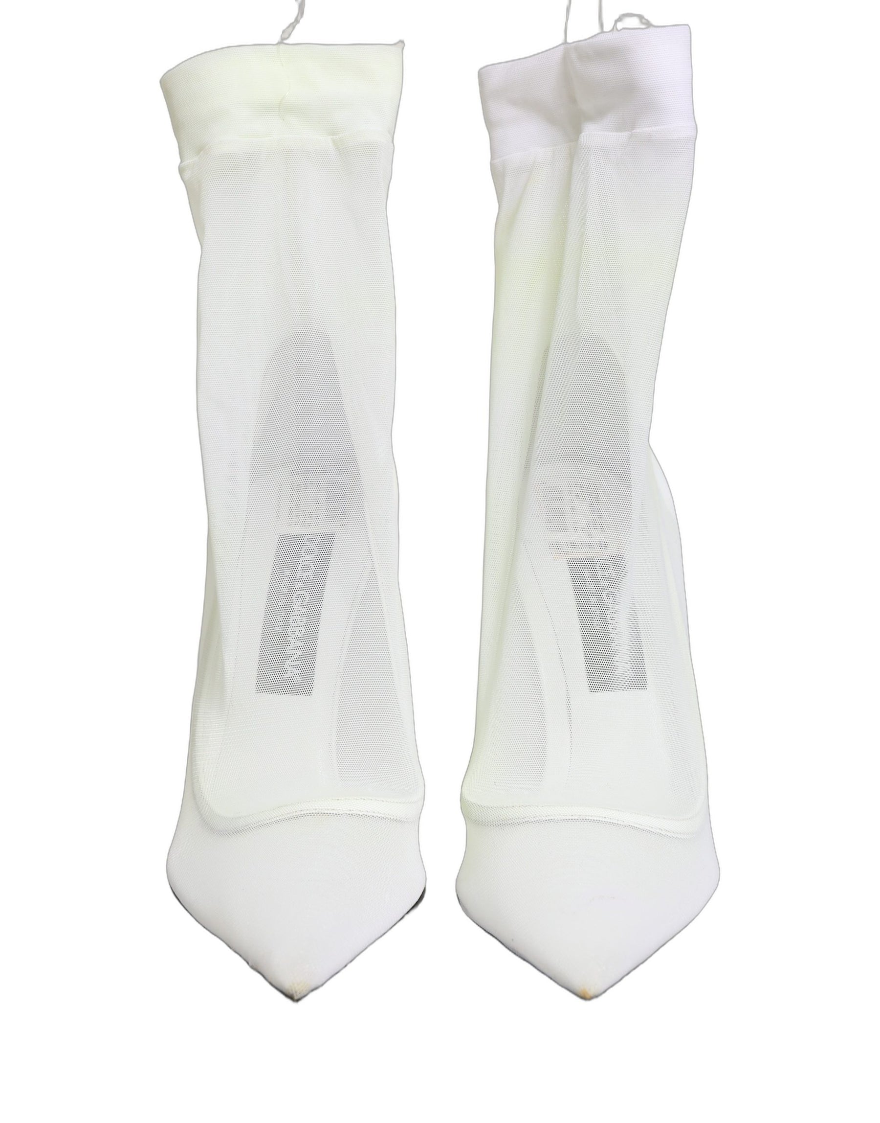 Dolce & Gabbana White Tulle Stretch Mesh Sock Boots Shoes | Regal Royce