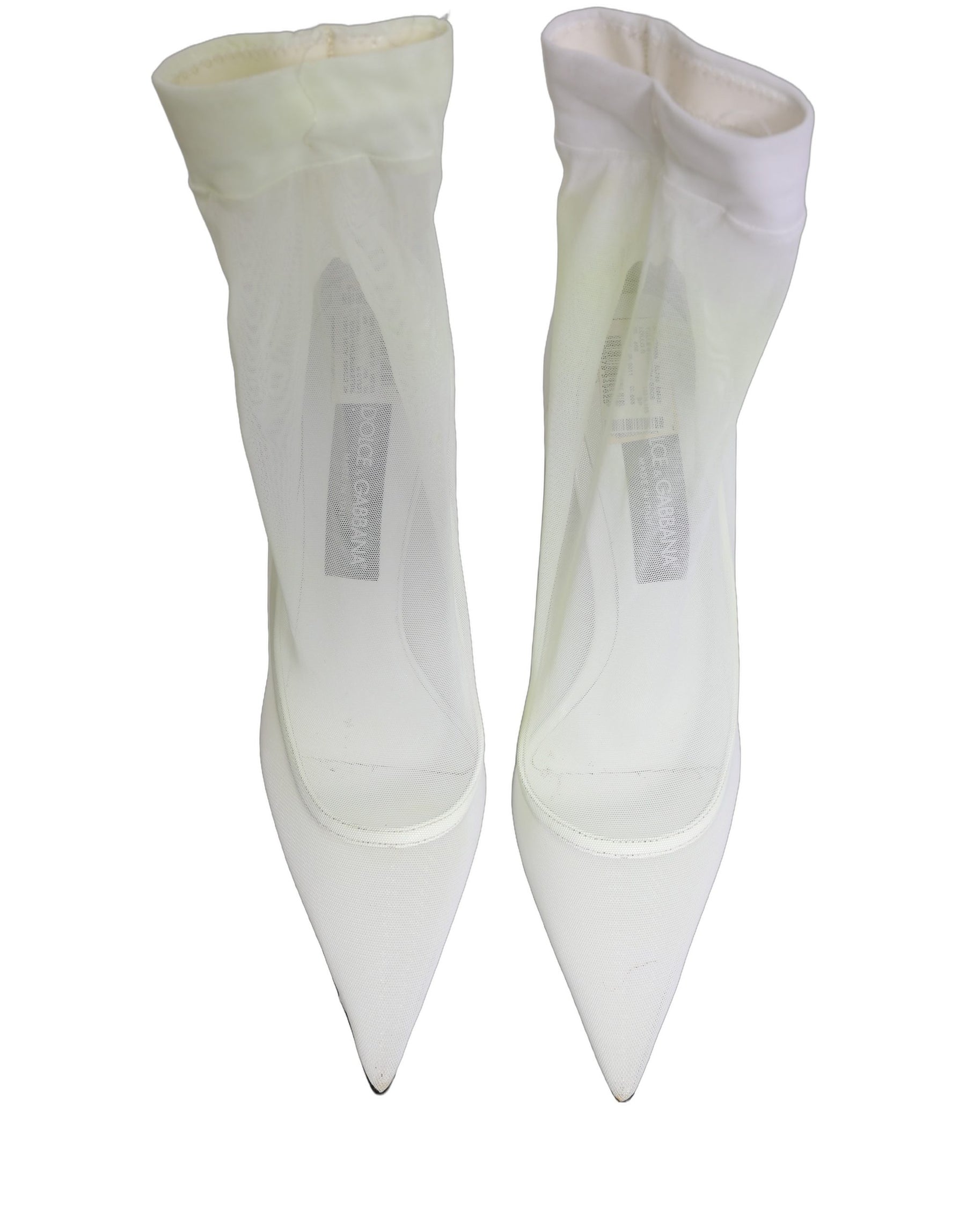 Dolce & Gabbana White Tulle Stretch Mesh Sock Boots Shoes | Regal Royce