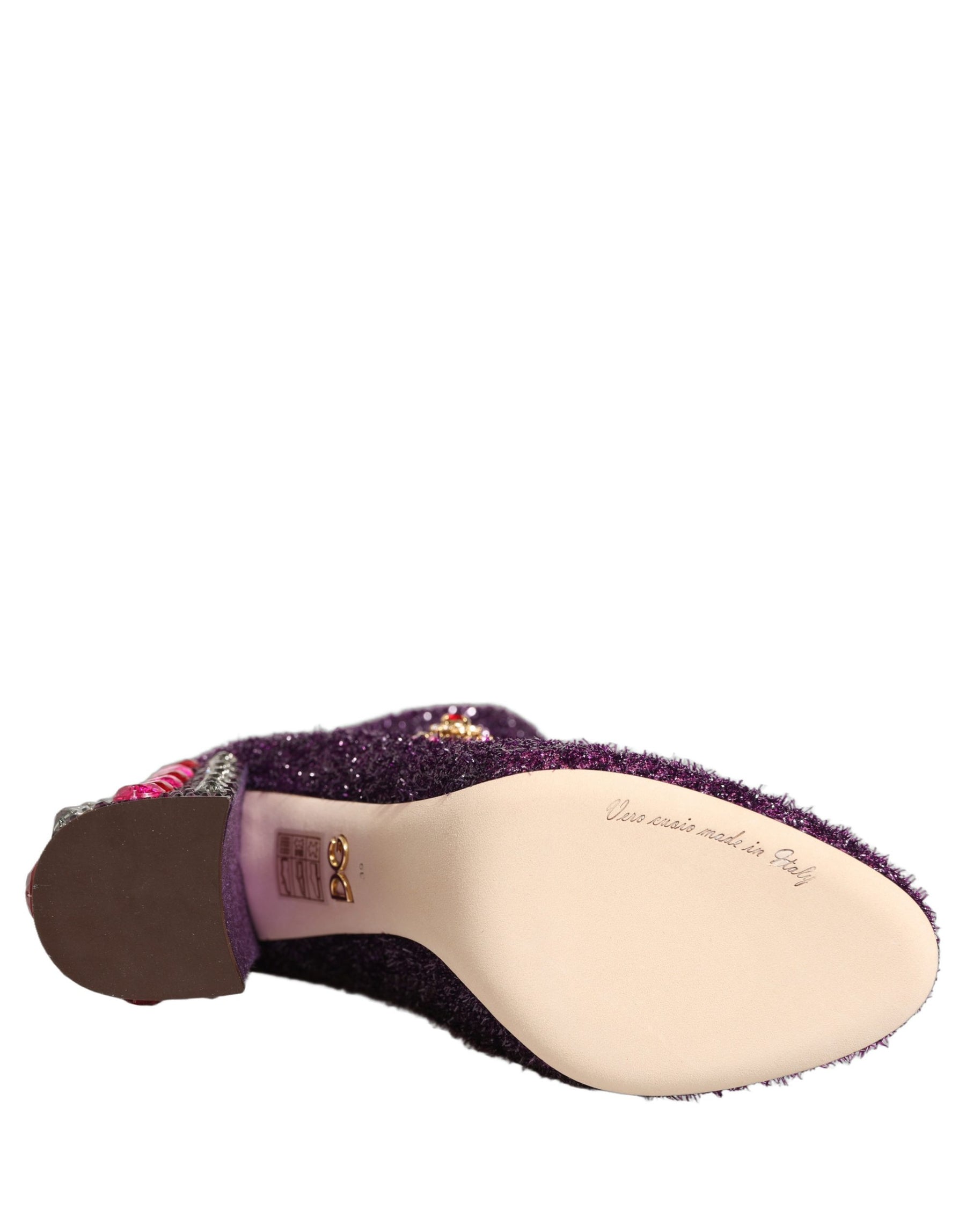 Dolce & Gabbana Purple Crystal Lurex Fantasy Boots Shoes | Regal Royce
