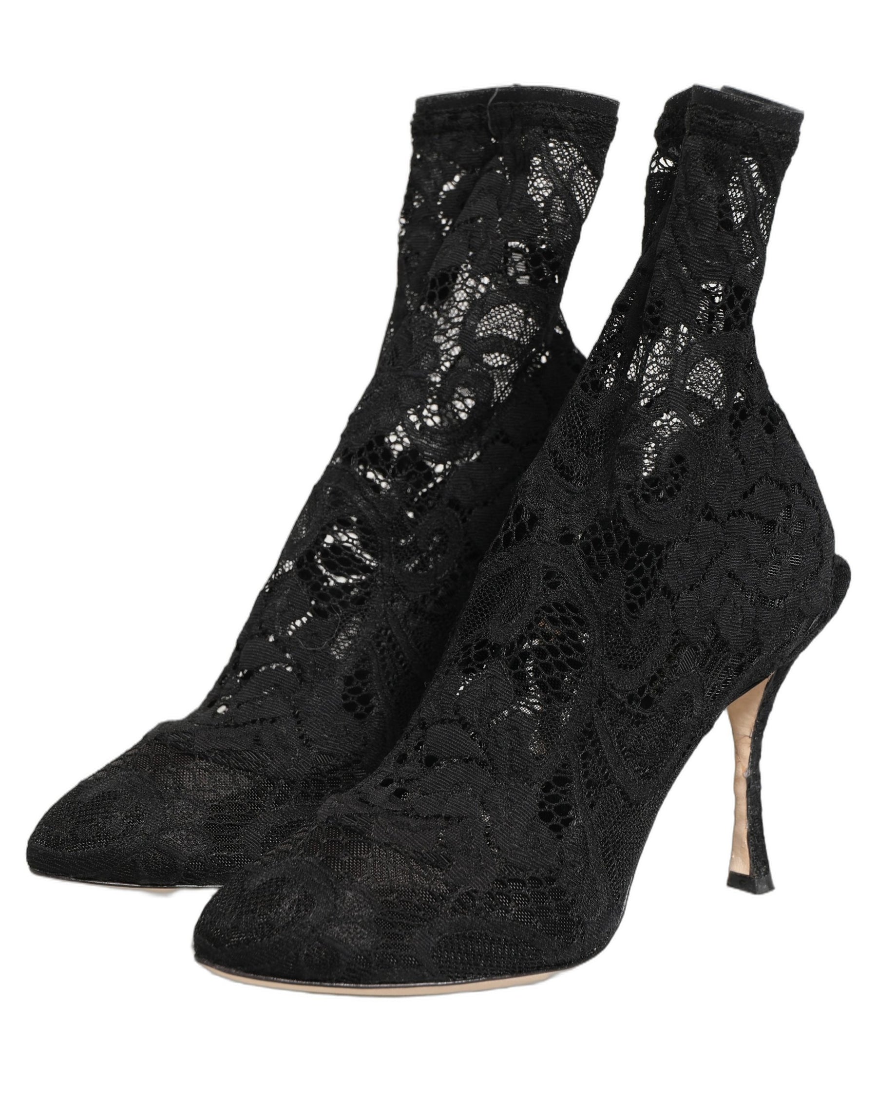 Dolce & Gabbana Black Socks Taormina Lace Pumps Boots Shoes | Regal Royce