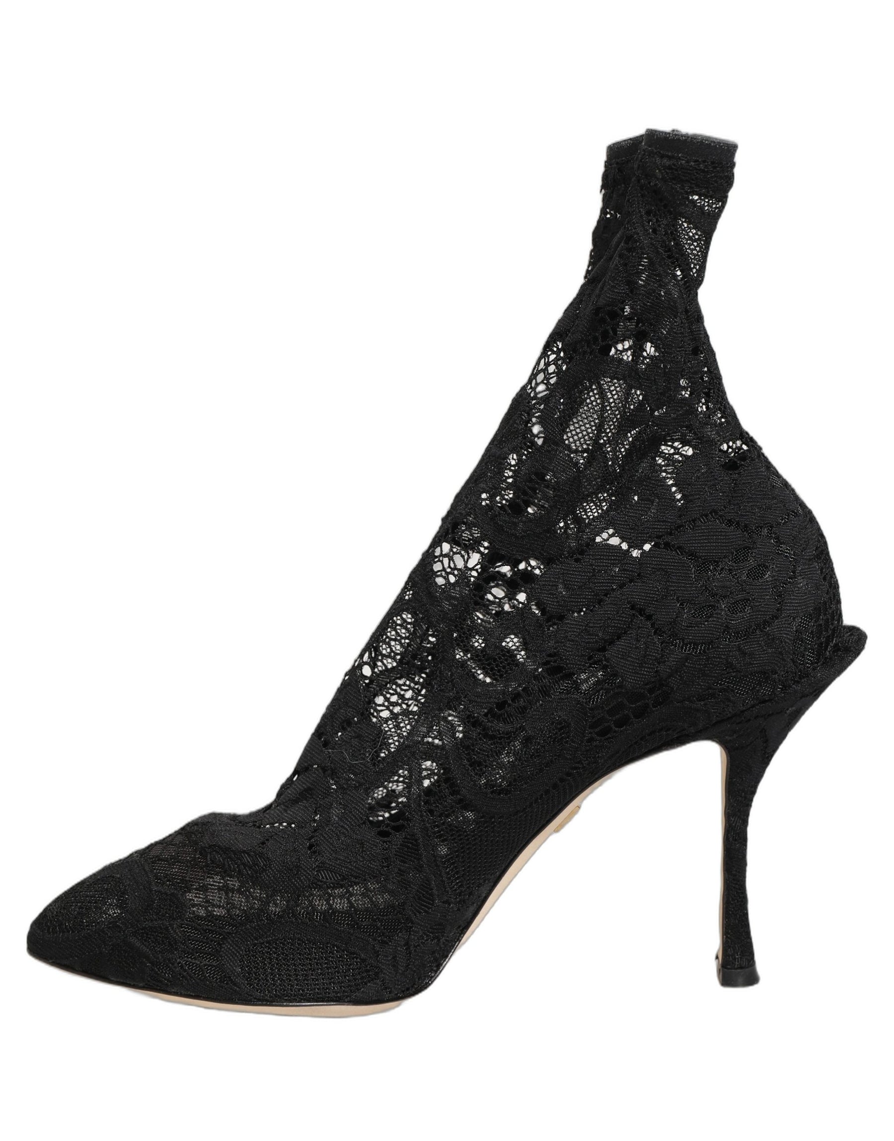 Dolce & Gabbana Black Socks Taormina Lace Pumps Boots Shoes | Regal Royce