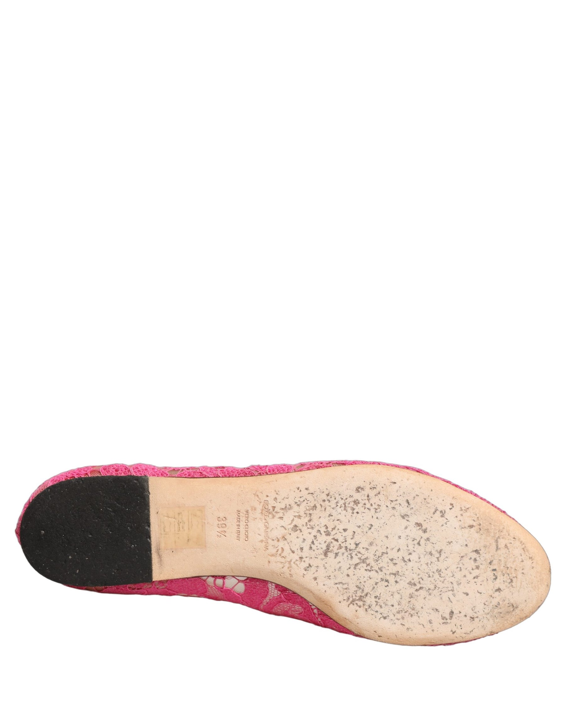 Dolce & Gabbana Pink Taormina Lace Crystals Flats Shoes | Regal Royce
