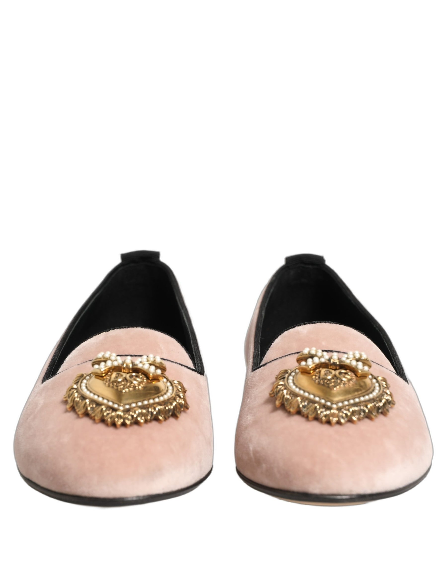 Dolce & Gabbana Pink Velvet Devotion Loafers Flats Shoes | Regal Royce