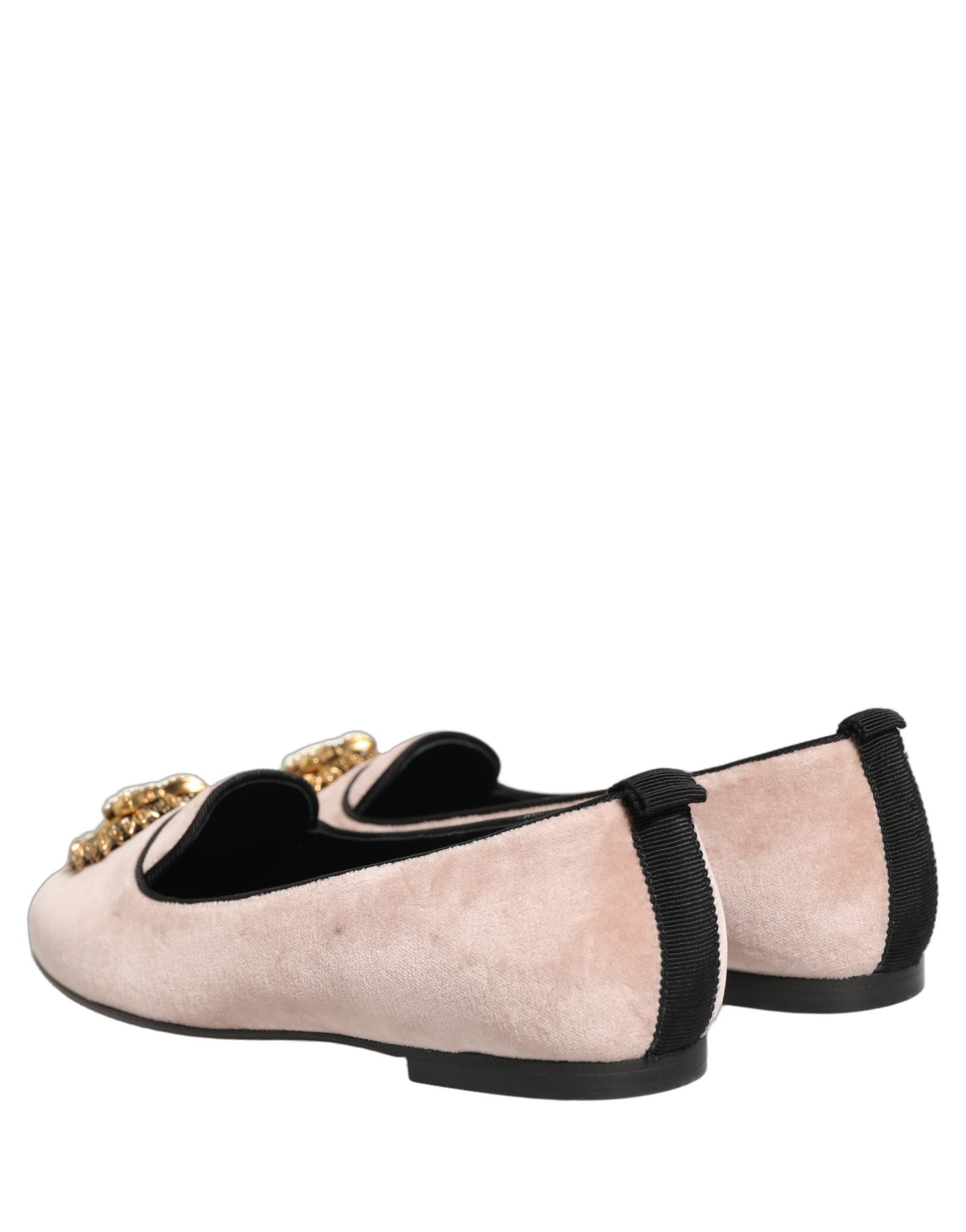 Dolce & Gabbana Pink Velvet Devotion Loafers Flats Shoes | Regal Royce