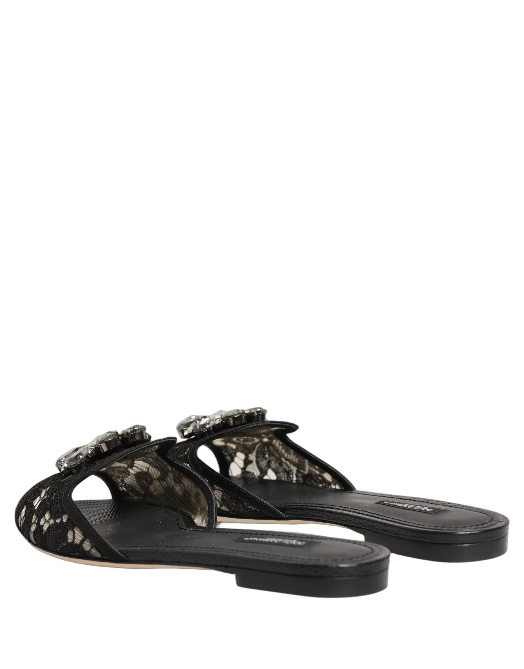 Dolce & Gabbana Black Devotion Lace Flats Slip On Shoes | Regal Royce