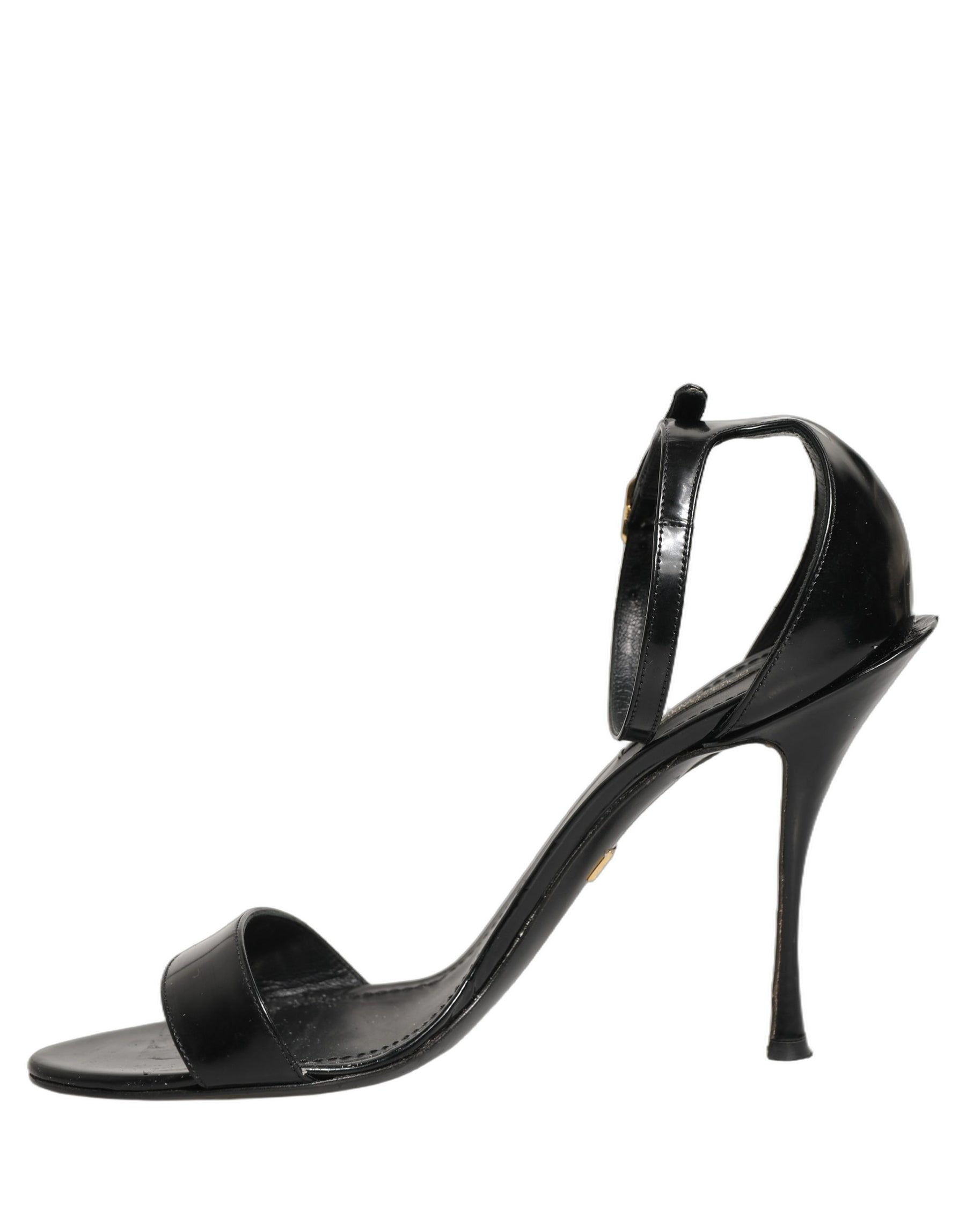 Dolce & Gabbana Black Leather Ankle Strap Heels Sandals Shoes | Regal Royce