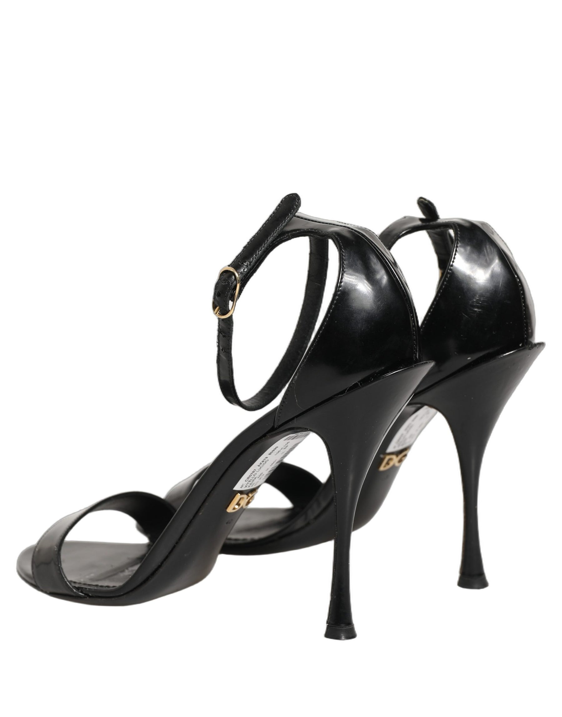 Dolce & Gabbana Black Leather Ankle Strap Heels Sandals Shoes | Regal Royce