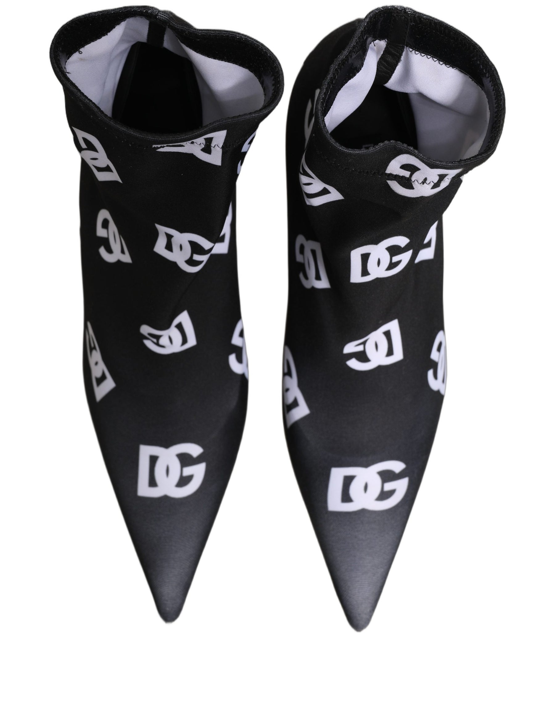 Dolce & Gabbana Black Logo Stretch Heels Ankle Boots Shoes | Regal Royce