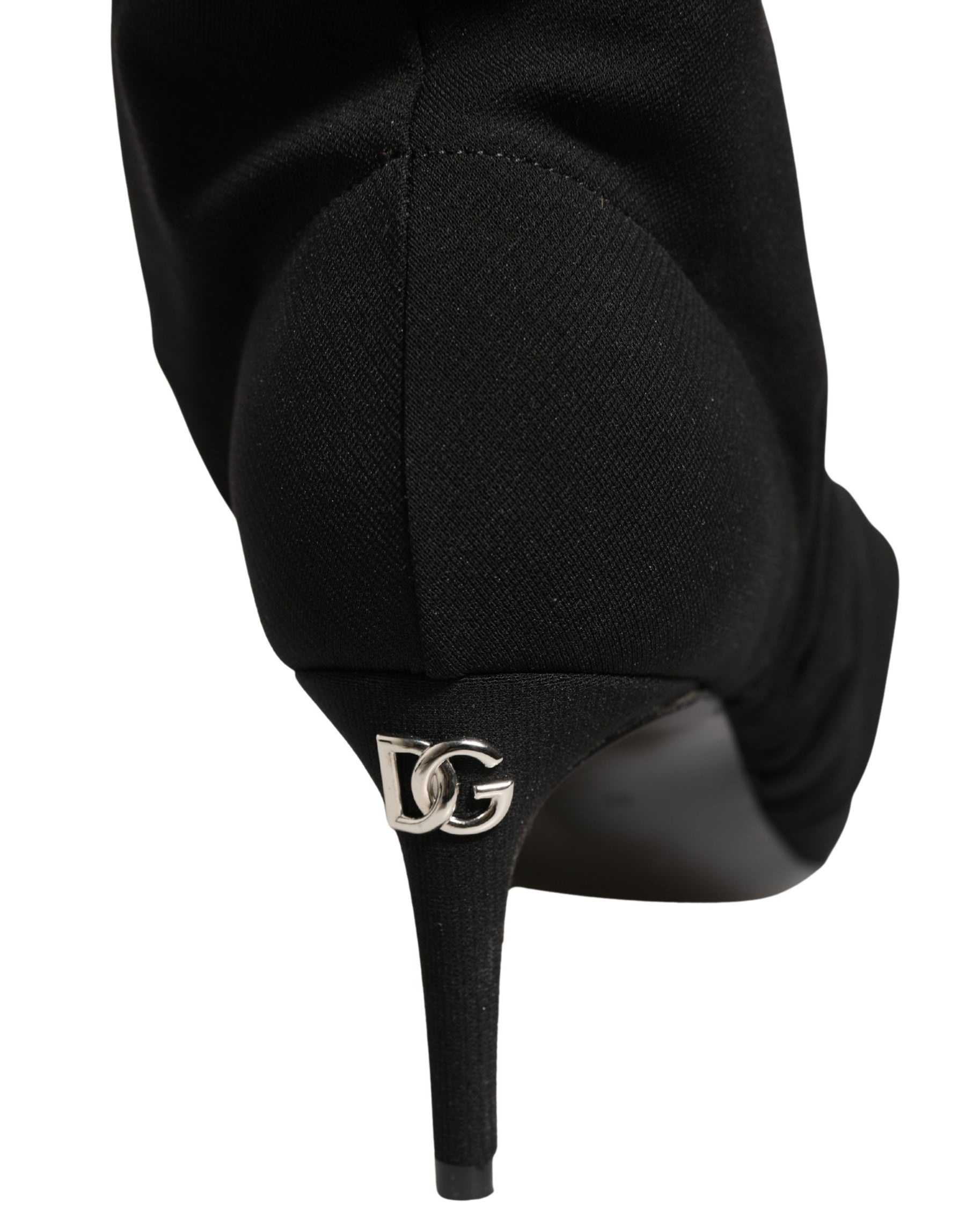 Dolce & Gabbana Black Stretch Socks Heels Ankle Boots Shoes | Regal Royce