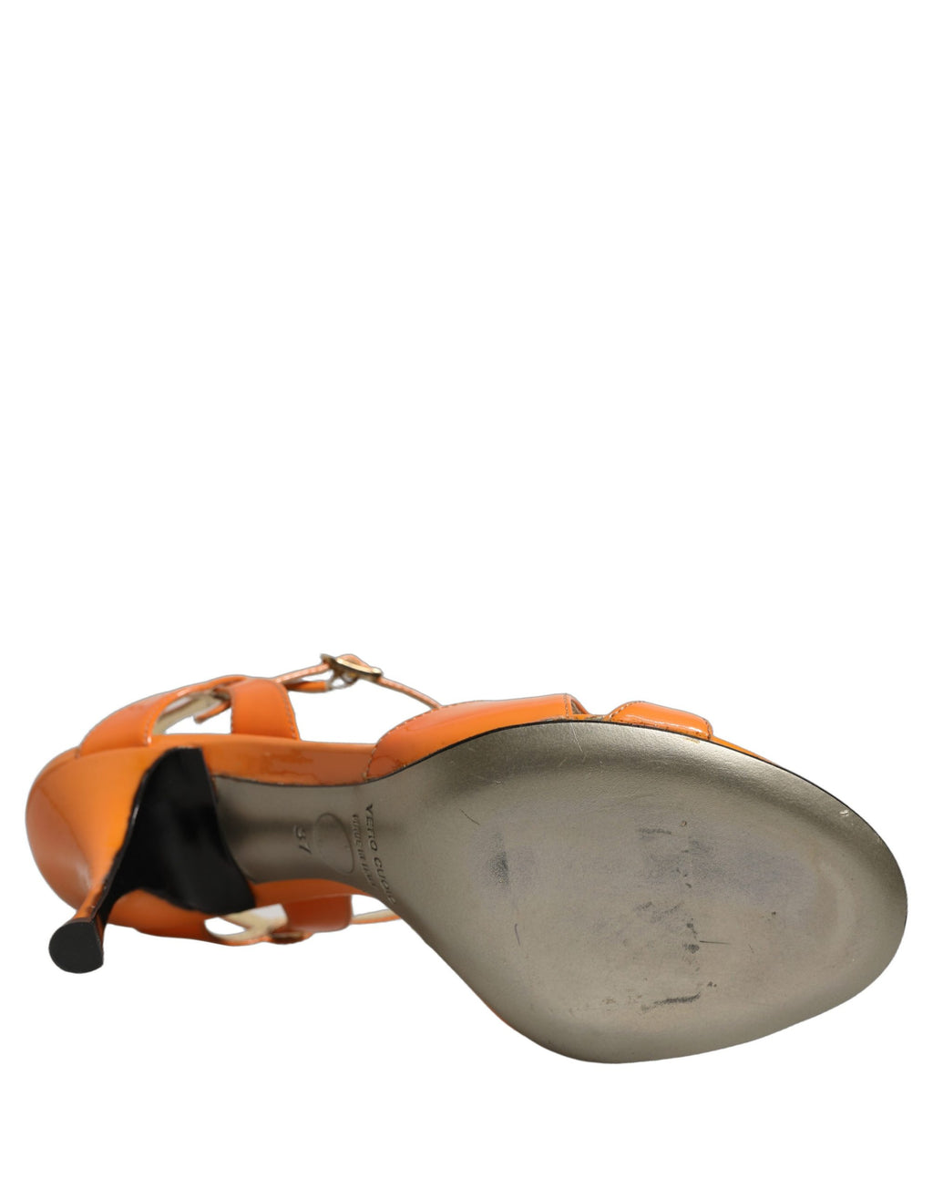 Dolce & Gabbana Orange Leather Stiletto Heels Sandals Shoes